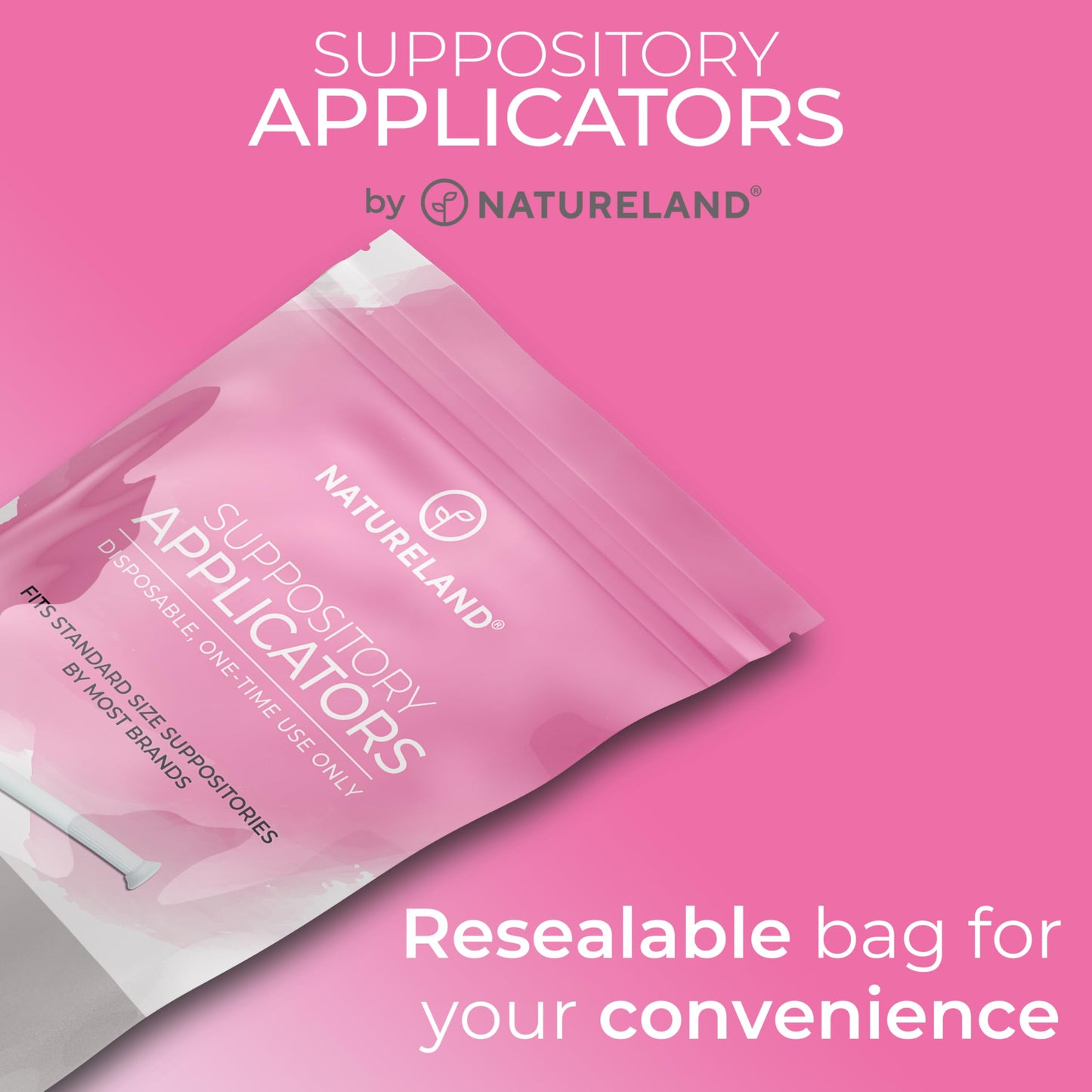 Natureland Personal Suppository Applicators for Women, Individually Wrapped Disposable Applicators with Silky Smooth Comfort Tip, Daily Intimate Care Tool (Large tip applicators, 20 Count (Pack of 1))