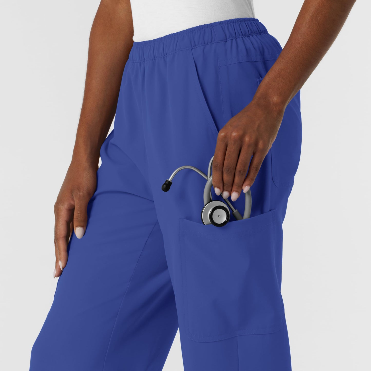 Wink NURTUR Scrubs for Women, Straight Leg Cargo Scrub Pant - Galaxy Blue, L Petite