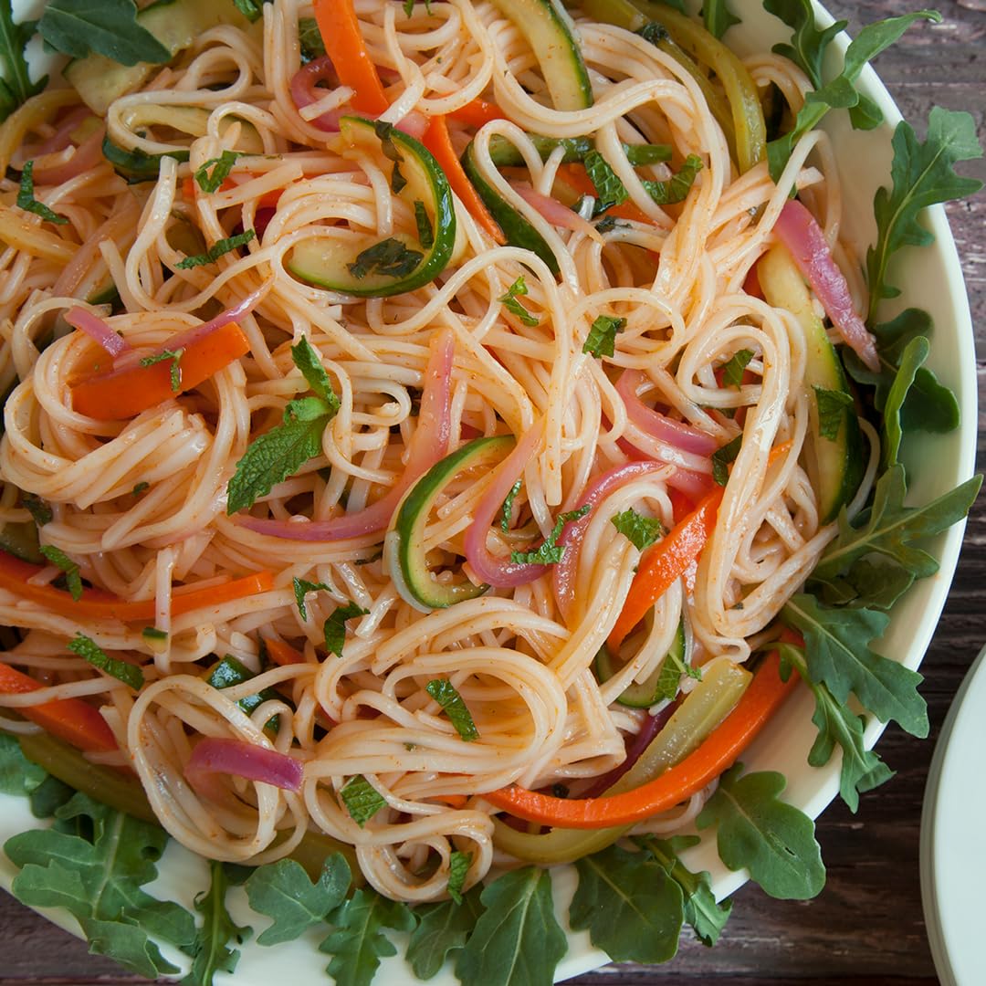 A Taste of Thai Spaghetti Rice Noodles (Thin & Straight Cut)| Restaurant-Quality Thai Flavor in Minutes | Vegan, Gluten-Free, Wheat Free, Non-GMO| For Stir-Fries, Soups & Asian Dishes 16 oz, 1 Pack