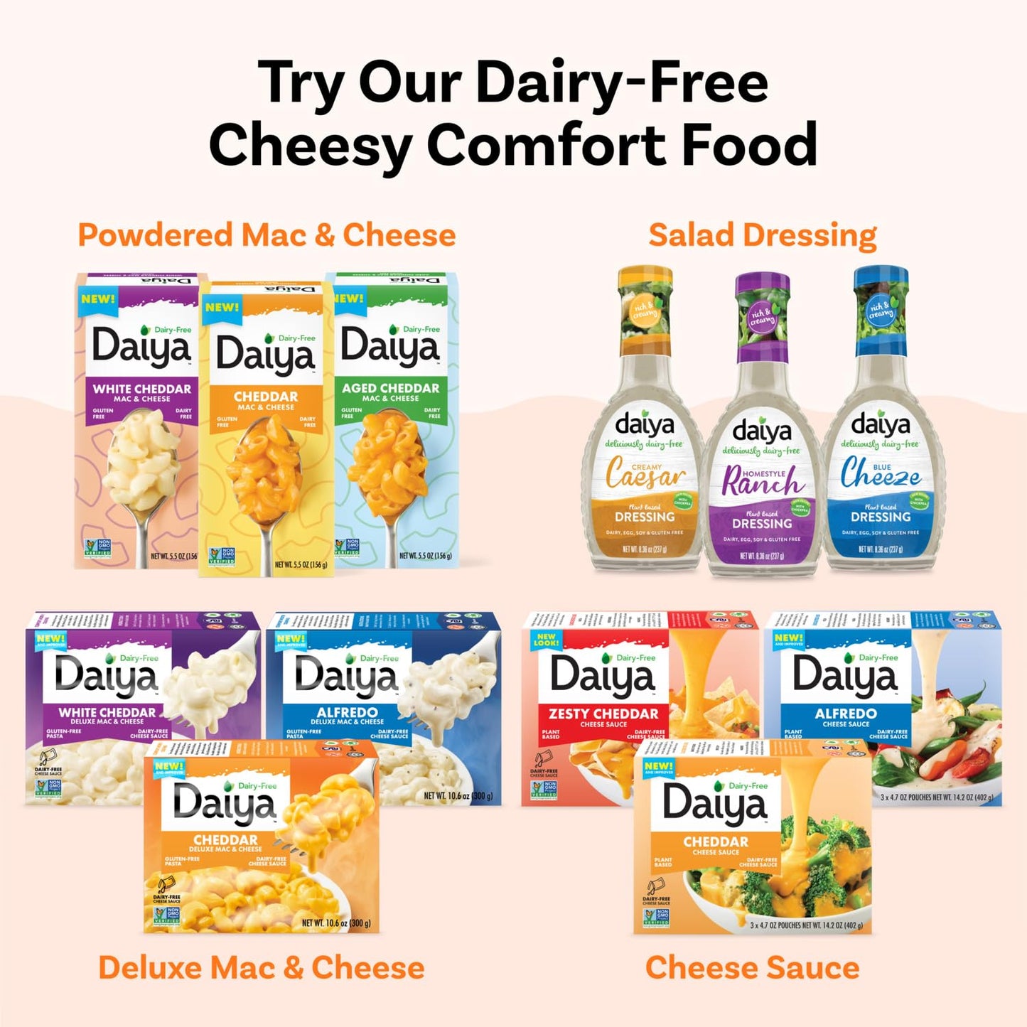 Daiya Dairy Free Gluten Free White Cheddar Deluxe Mac & Cheese, Vegan Plant Based Rice Pasta, 10.6 oz (Pack of 8)