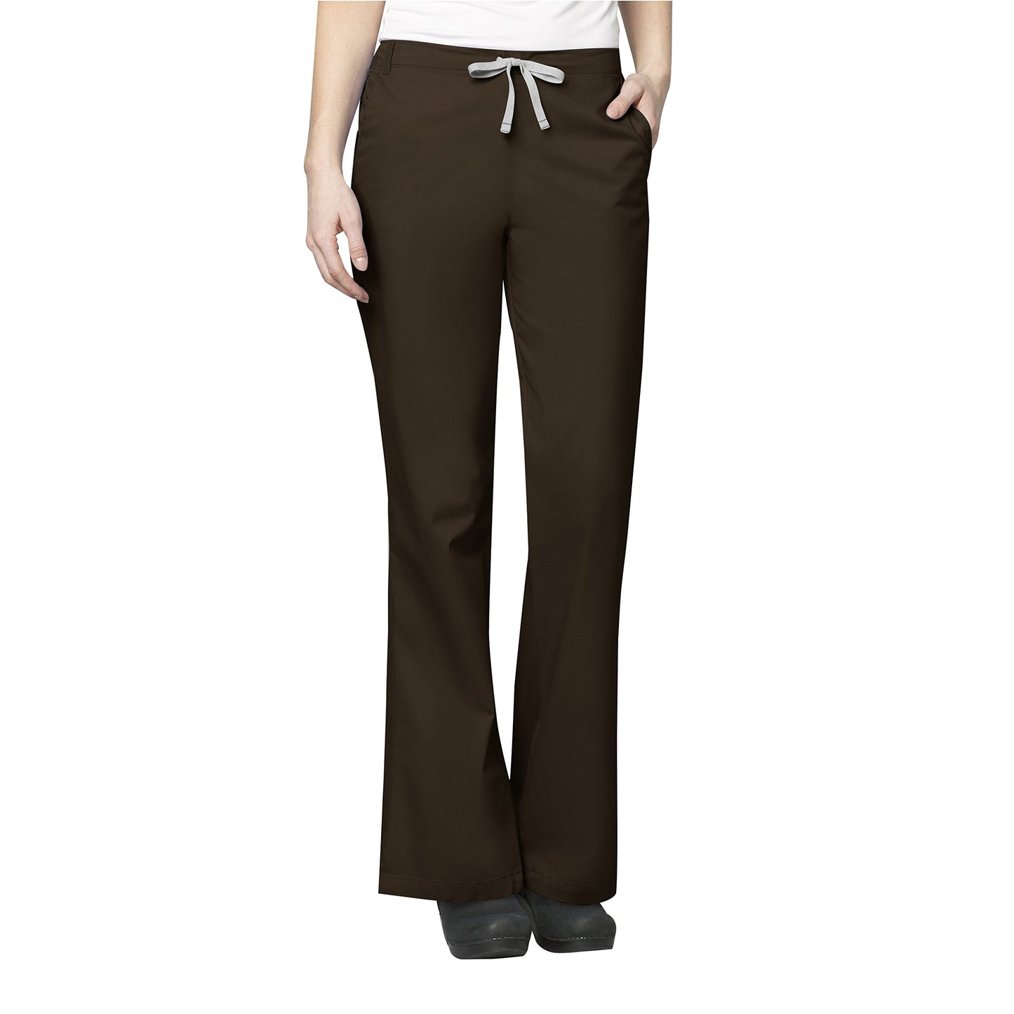 WonderWink Women's Tall Wonderwork Women's Flare Leg Scrub Pant Tall, Chocolate, Medium Tall