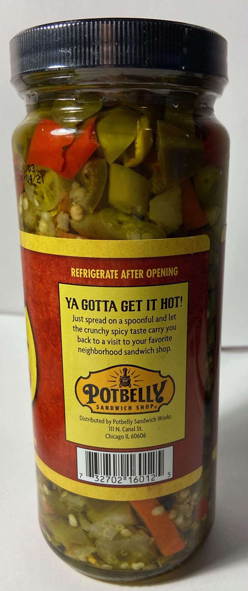 Potbelly Sandwich Shop Brand Hot Peppers 16 Oz (1 Jar)