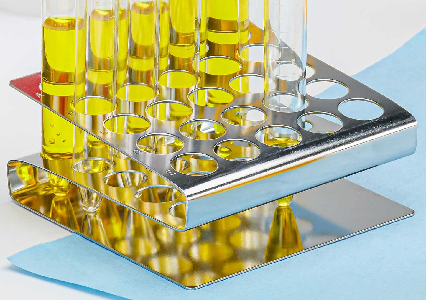 Globe Scientific 457200 Stainless Steel "Z" Shape Tube Rack, 16/17mm Tubes, 25-Place