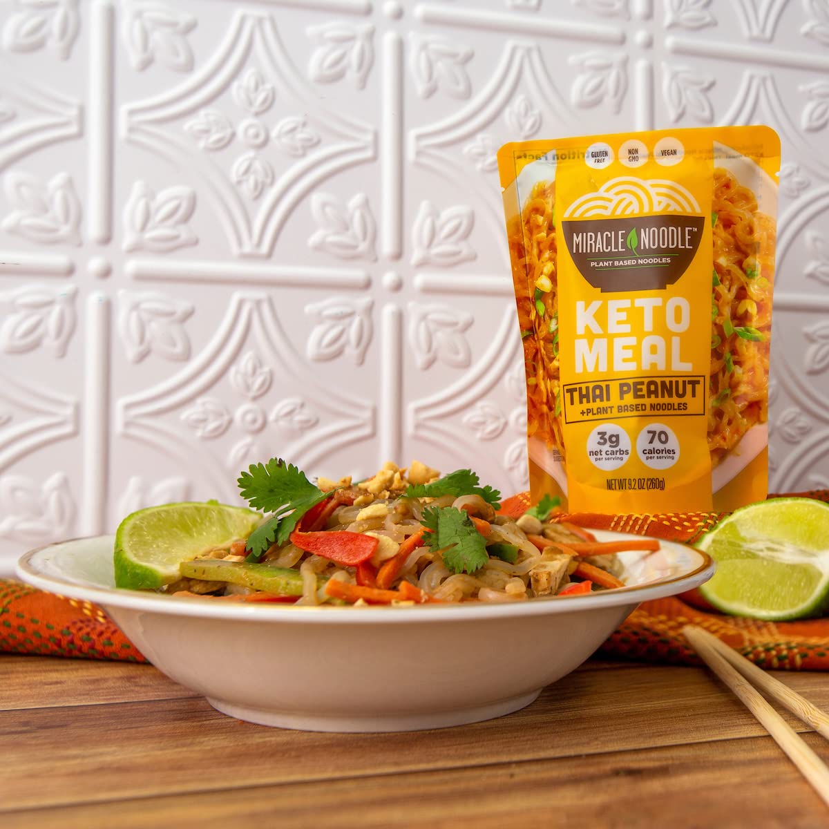 Miracle Noodle Thai Peanut Ready To Eat Meal, 10 Oz (Pack of 6), Plant Based Shirataki Konjac Noodles, 70 Calories Per Serving, Low Carb, Gluten-Free