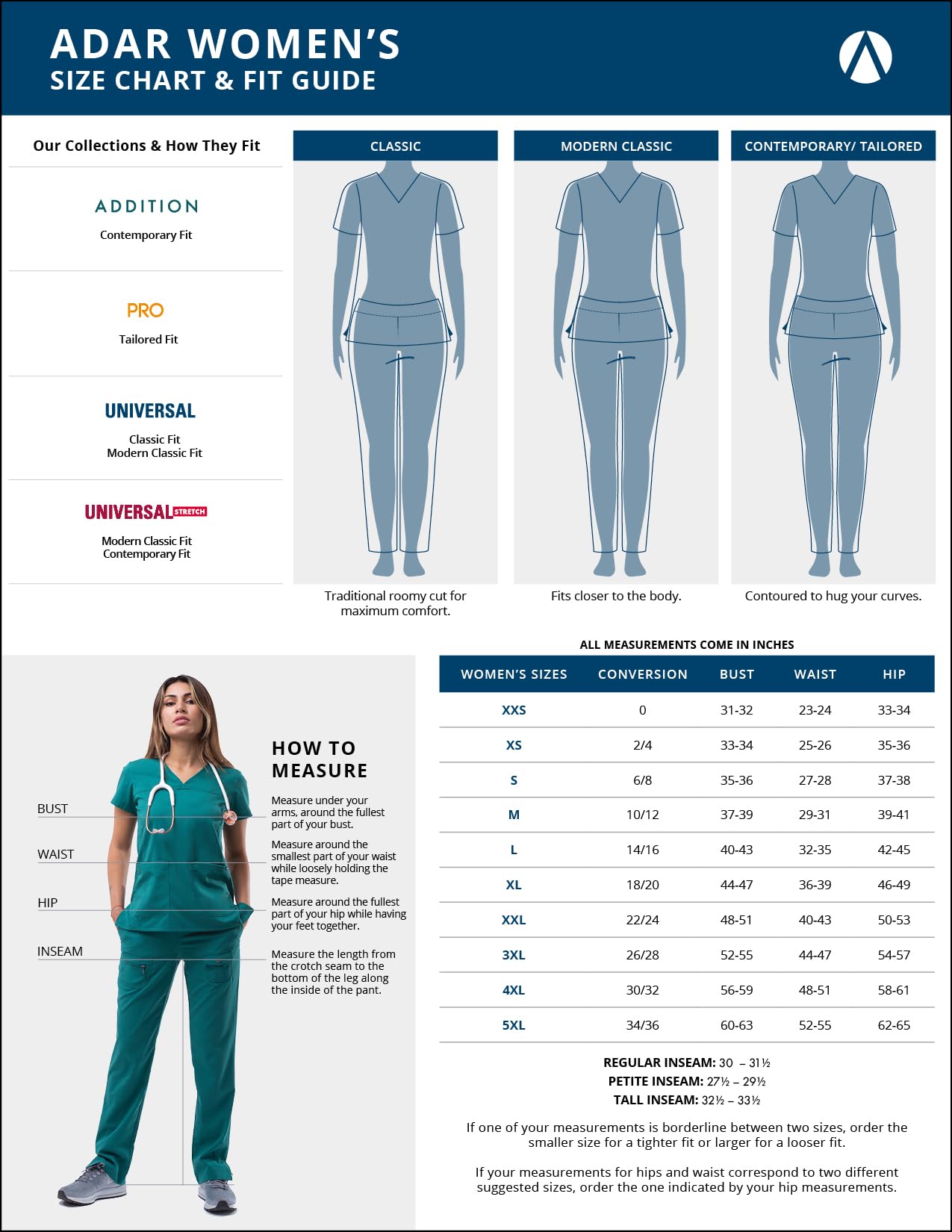 Adar Addition Go-Basic Scrub Set for Women - Slim V-Neck Scrub Top & Skinny Cargo Scrub Pants