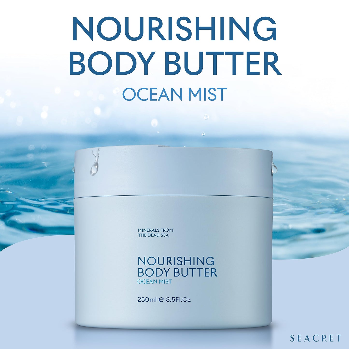 SEACRET Minerals Dead Sea Body Butter - Ultra-Rich Shea Butter & Coconut Oil Body Moisturizing Cream for Dry Skin, Fast Absorbing, Non-Greasy with Aloe Vera & Vitamin E, 8.5 fl. oz.