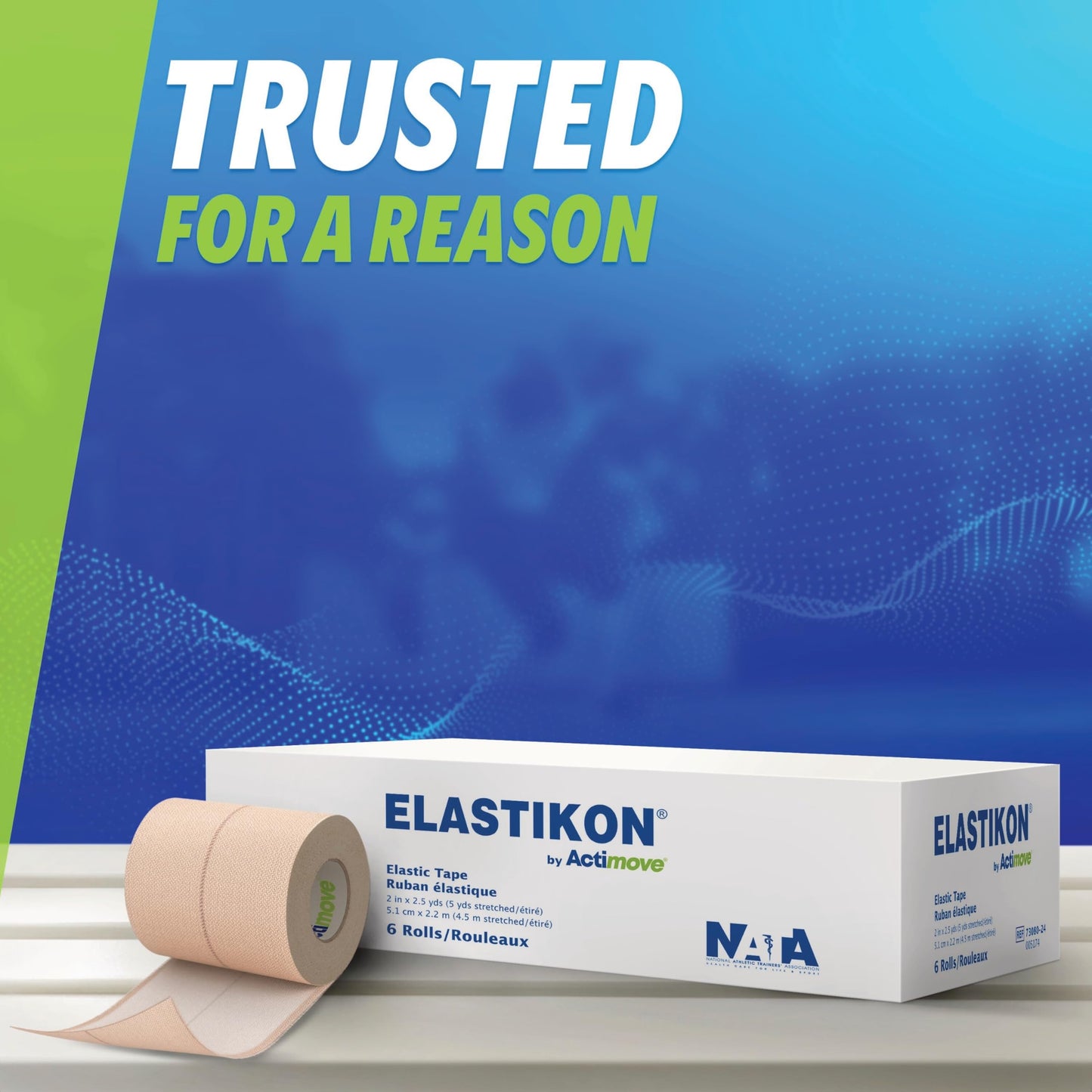 Elastic Athletic Tape - Provides Support for Sprains, Strains, Muscle Injuries - for Sport and Veterinary Applications - 2 in x 2.5 yd, 6 Rolls