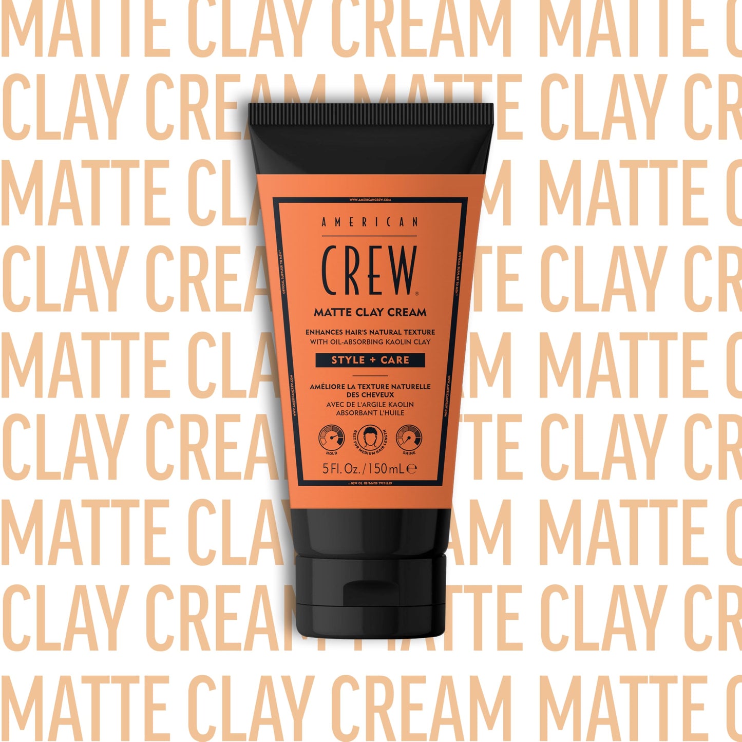 AMERICAN CREW Matte Clay Cream, Hybrid Hair Styling Clay Gel For Men, Medium Hold With Matte Finish, 5 fl oz