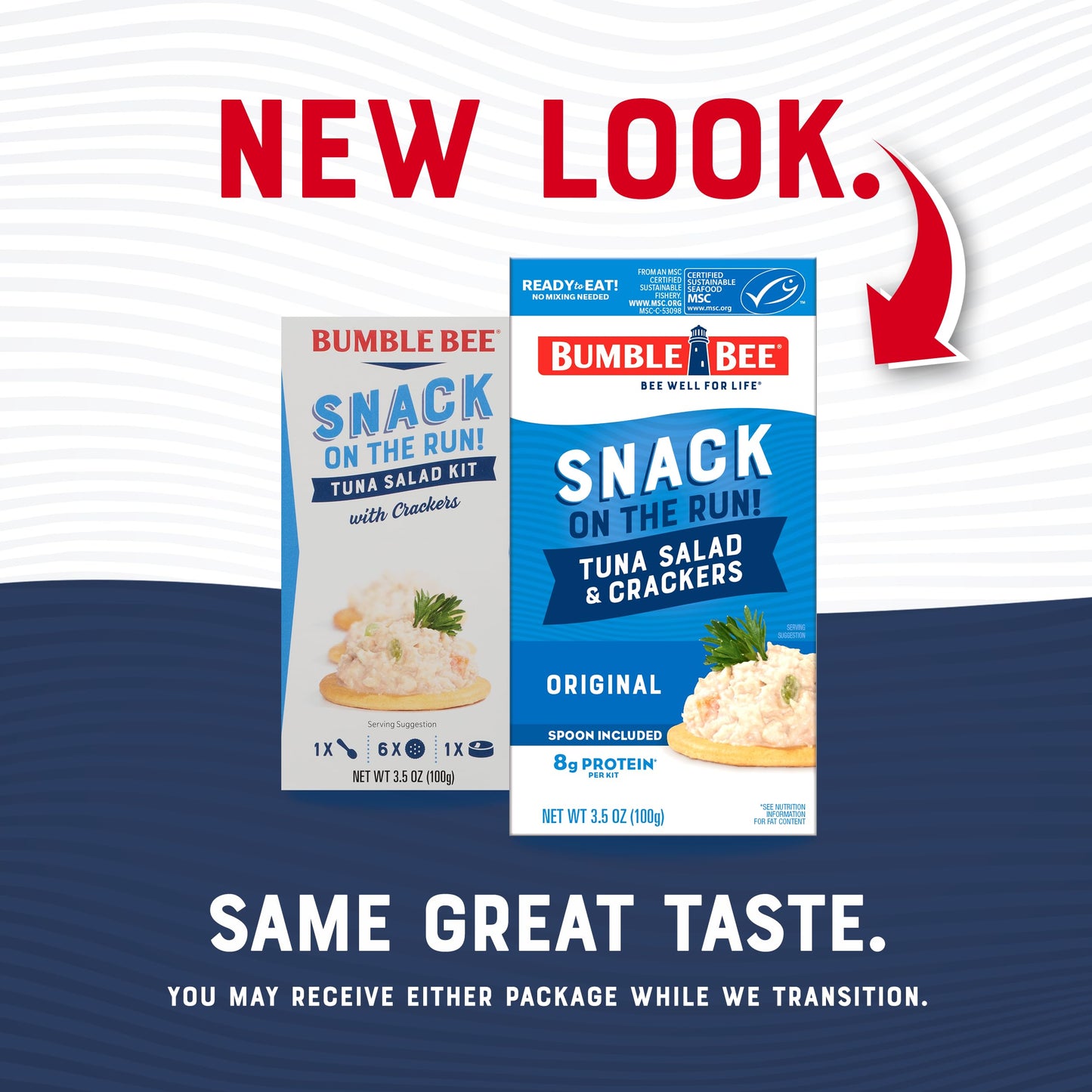 Bumble Bee Snack On The Run! Protein Snack Pack - 8g Protein per Box - Original Tuna Salad with Crackers Kit - Ready to Eat Easy-Open Can - Wild Caught MSC-Certified Tuna (Pack of 12)