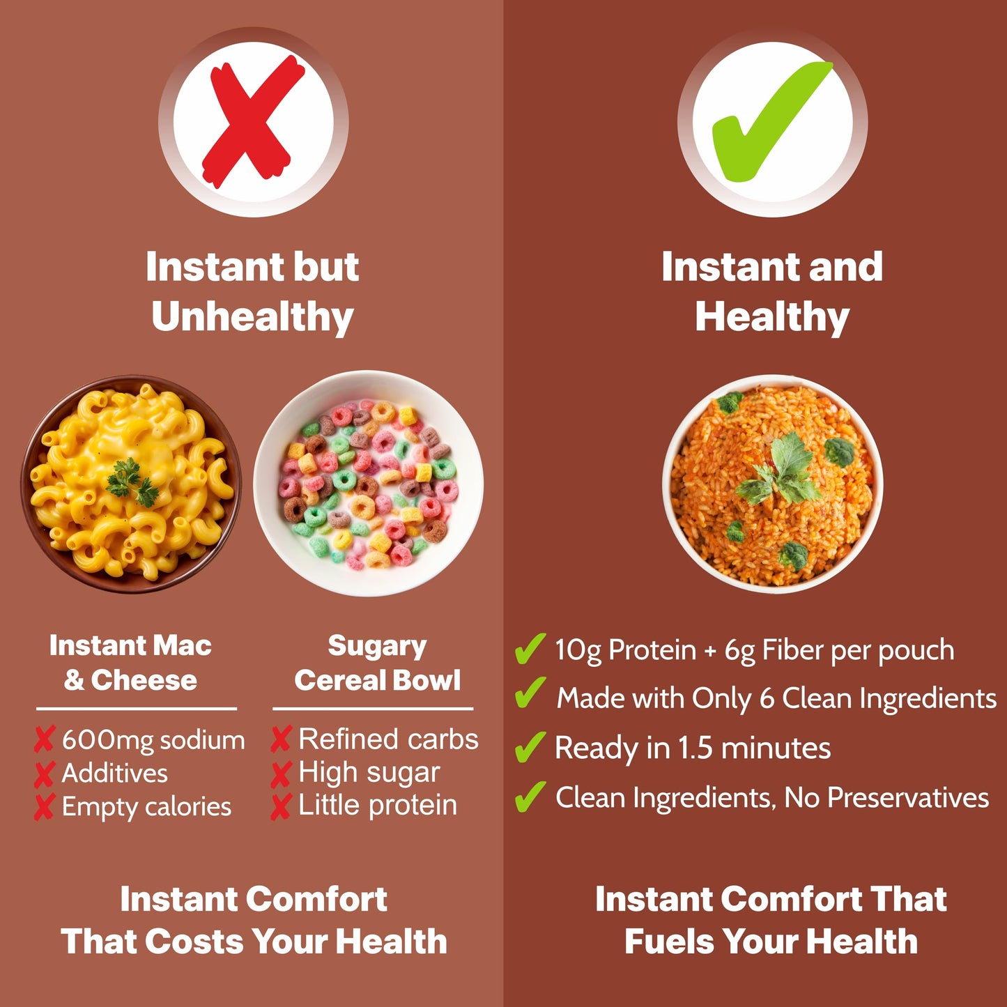 Eat Regal Brown Rice with Quinoa Cups, Nutty & Wholesome, 6 Clean Non GMO Ingredients, Ready in 1 Minute, 10g Protein 6g Fiber, Vegan Gluten-Free, 8.8oz (2×125g), No Leftovers No Mess | Pack of 6
