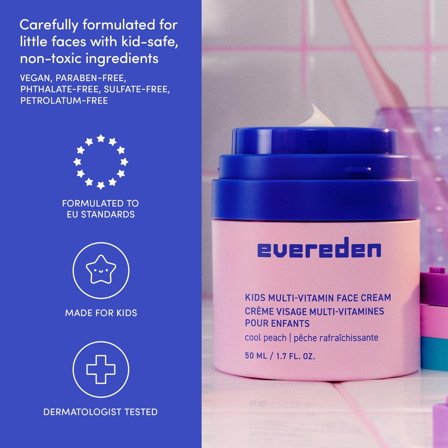 Evereden Kids Travel Set: Clean & Vegan 5-Piece Holiday Gift Set | Multi-Vitamin Skin Care Set for Toddlers with Detangling Spray, Face Wash, Cream, Shampoo, Conditioner | Stocking Stuffers for Kids