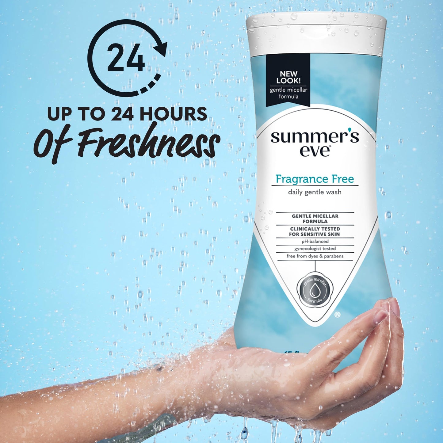 Summer's Eve Fragrance Free Gentle Daily Feminine Wipes 32 Count 4 Pack and Fragrance Free Gentle Daily All Over Feminine Body Wash 15 fl oz