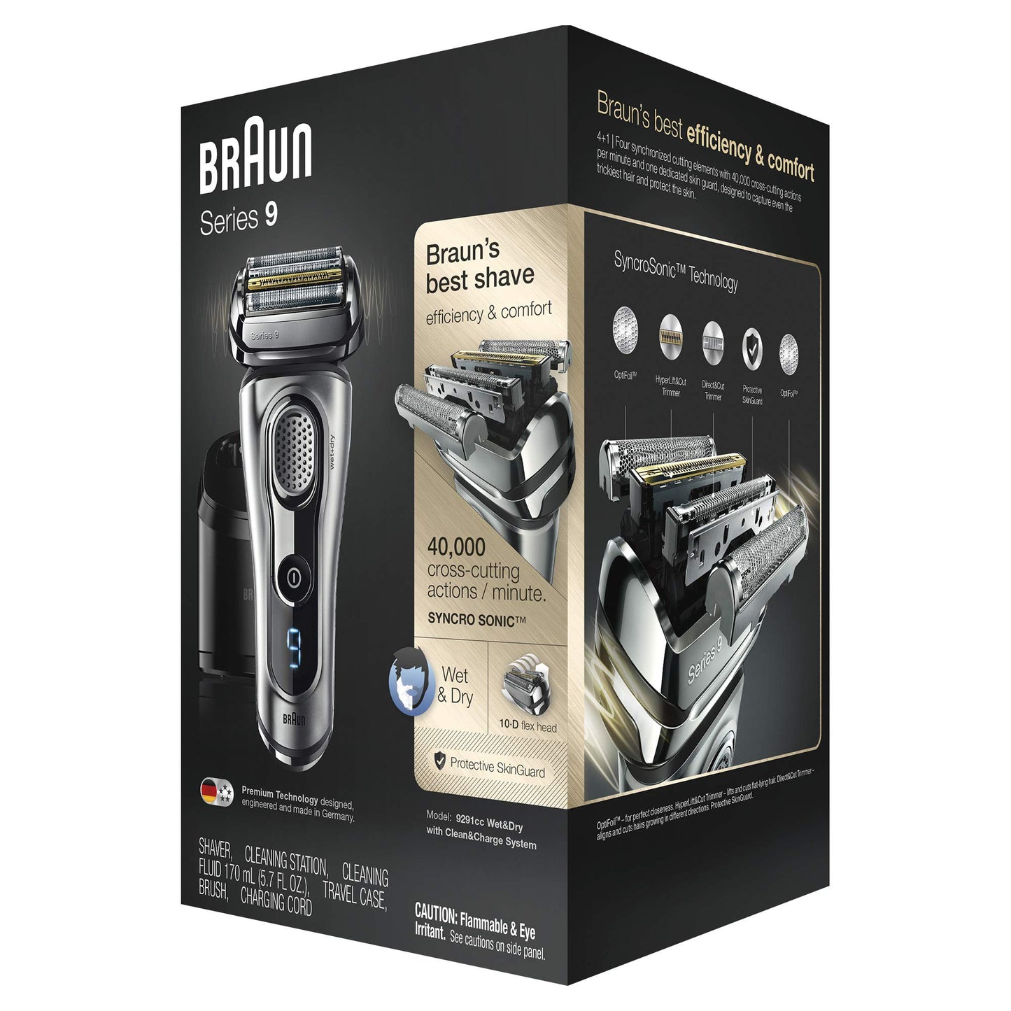 Braun Electric Razor for Men Foil Shaver with Precision Beard Trimmer, Rechargeable, Wet & Dry, Clean & Charge Station and Leather Travel Case, 6 Piece Set