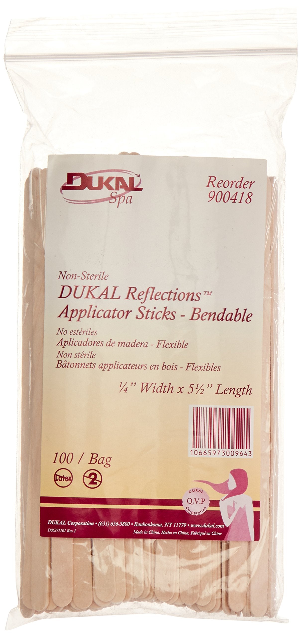 900418 Wood Applicator Sticks, Non-Sterile, 1/4" x 5 1/2", Slim, Bendable, Pack of 2500