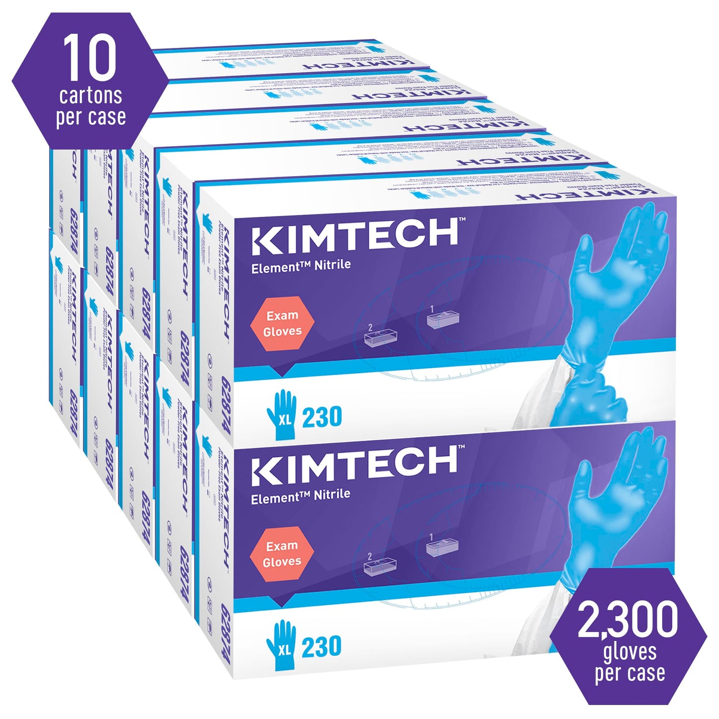 KIMTECH™ Element™ Nitrile Exam Gloves (62874), Thin Mil, 3.2 Mil, Ambidextrous, 9.0”, XL, 230 / Box