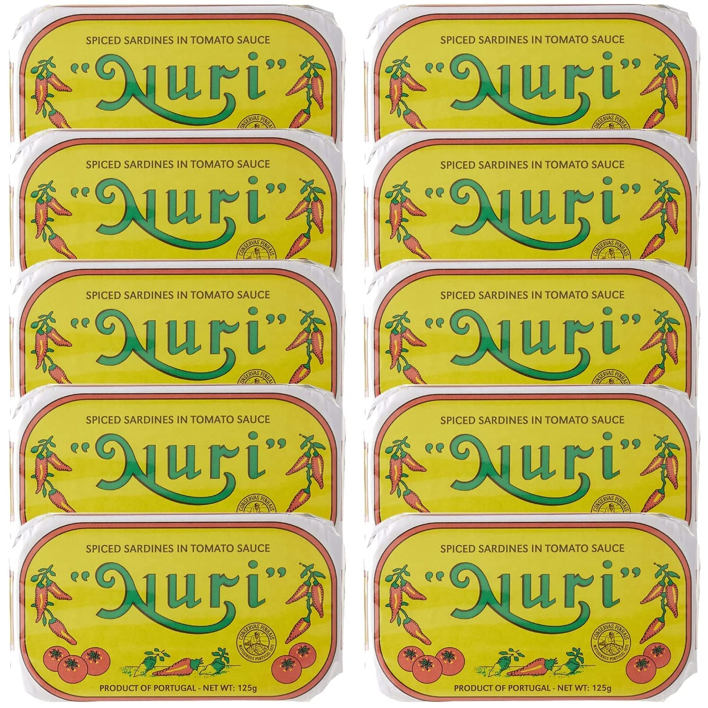 NURI Portuguese Sardines in Spiced Tomato Sauce - 10 Pack - (4.4 oz cans)