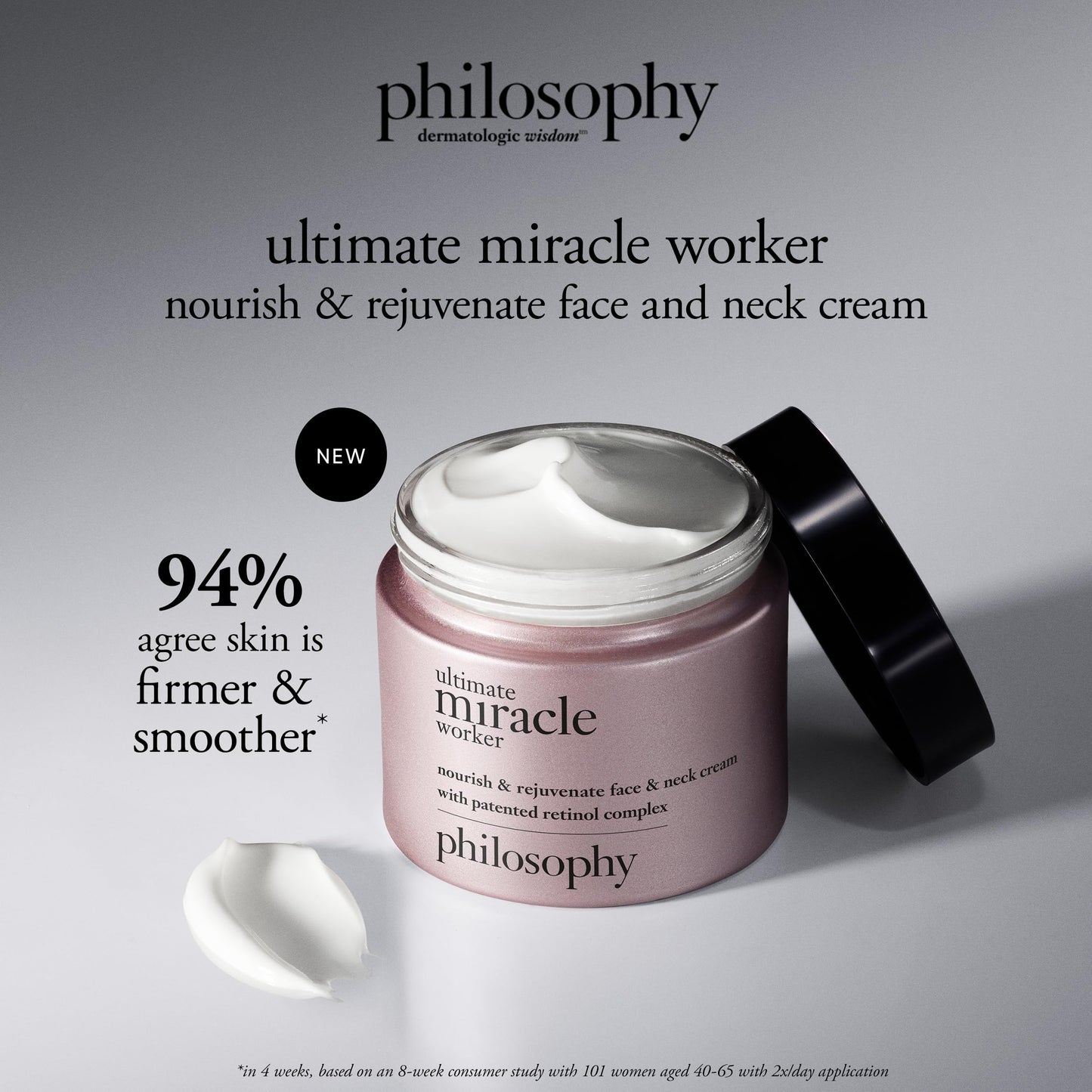 philosophy ultimate miracle worker nourish & rejuvenate face & neck cream - with patented retinol, ceramides & pro-collagen peptides - smoothes fine lines & wrinkles - fast absorbing moisturizer