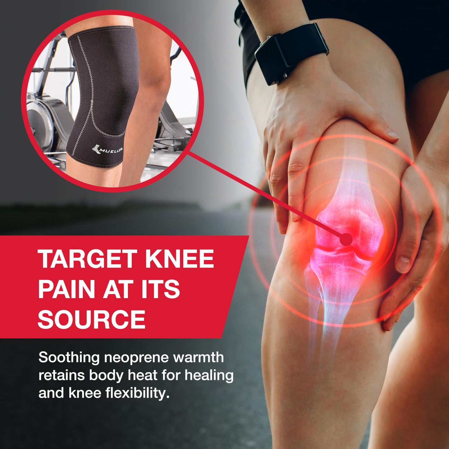 Mueller Sports Medicine Closed Patella Knee Sleeve, Knee Pain Relief Support for Men and Women, Ideal for Arthritis, Sprains, Black