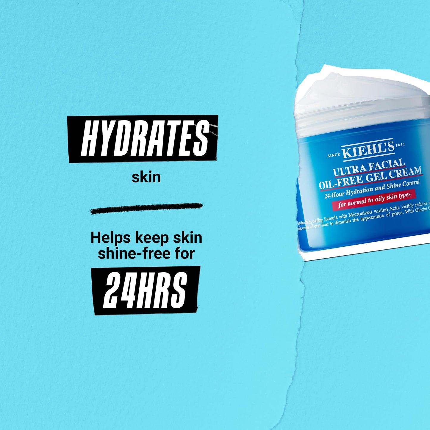 Kiehl's Ultra Facial Oil-Free Moisturizer, Shine-Reducing Gel Cream for Oily to Normal Skin, Hydrates Skin for 24 Hours, Visibly Minimizes Pores, Non-comedogenic, Alcohol-free, Fragrance-free