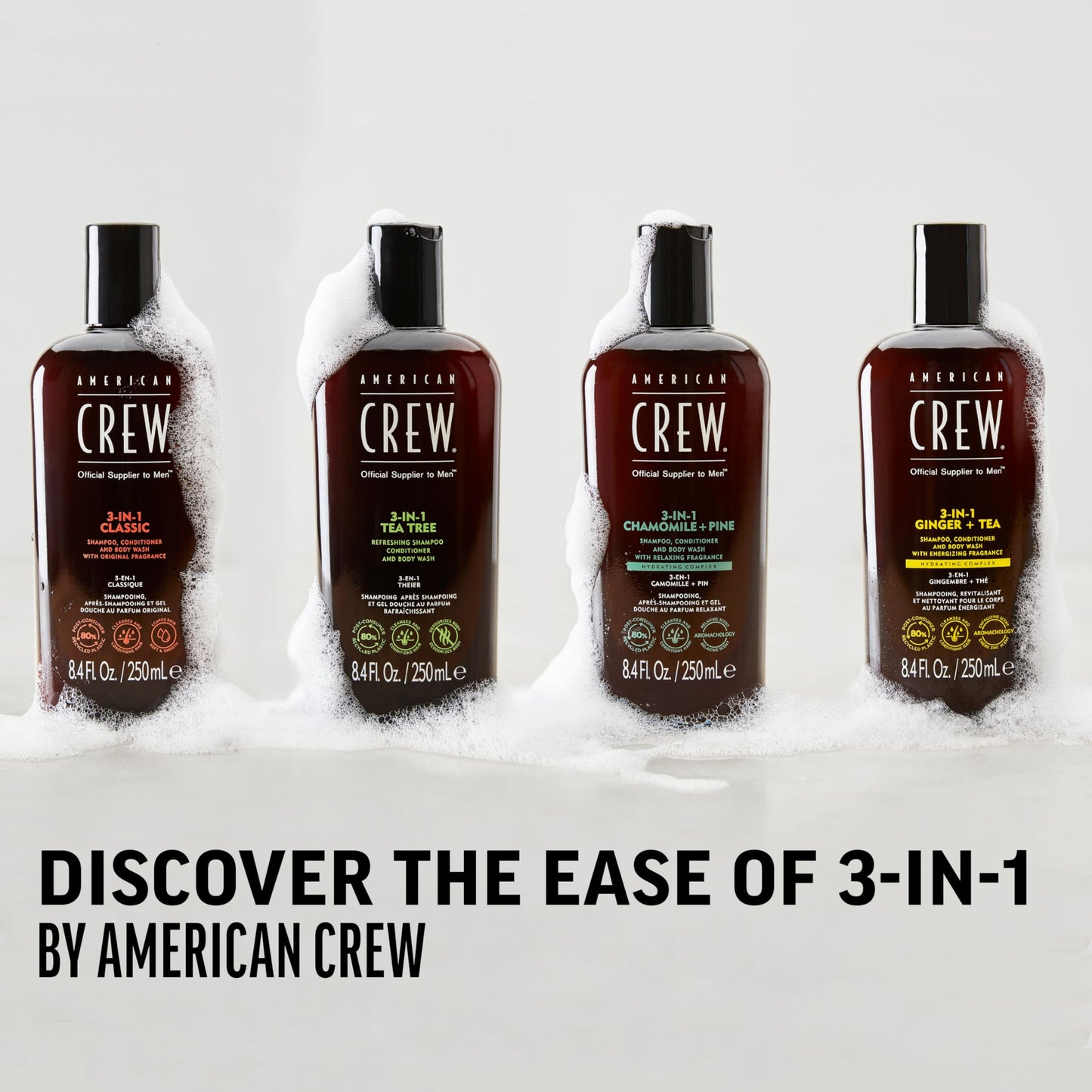 AMERICAN CREW 3-in-1 Chamomile & Pine, Shampoo, Conditioner & Body Wash for Men, All-in-One Care with Calming and Relaxing Fragrance, 15.2 fl oz