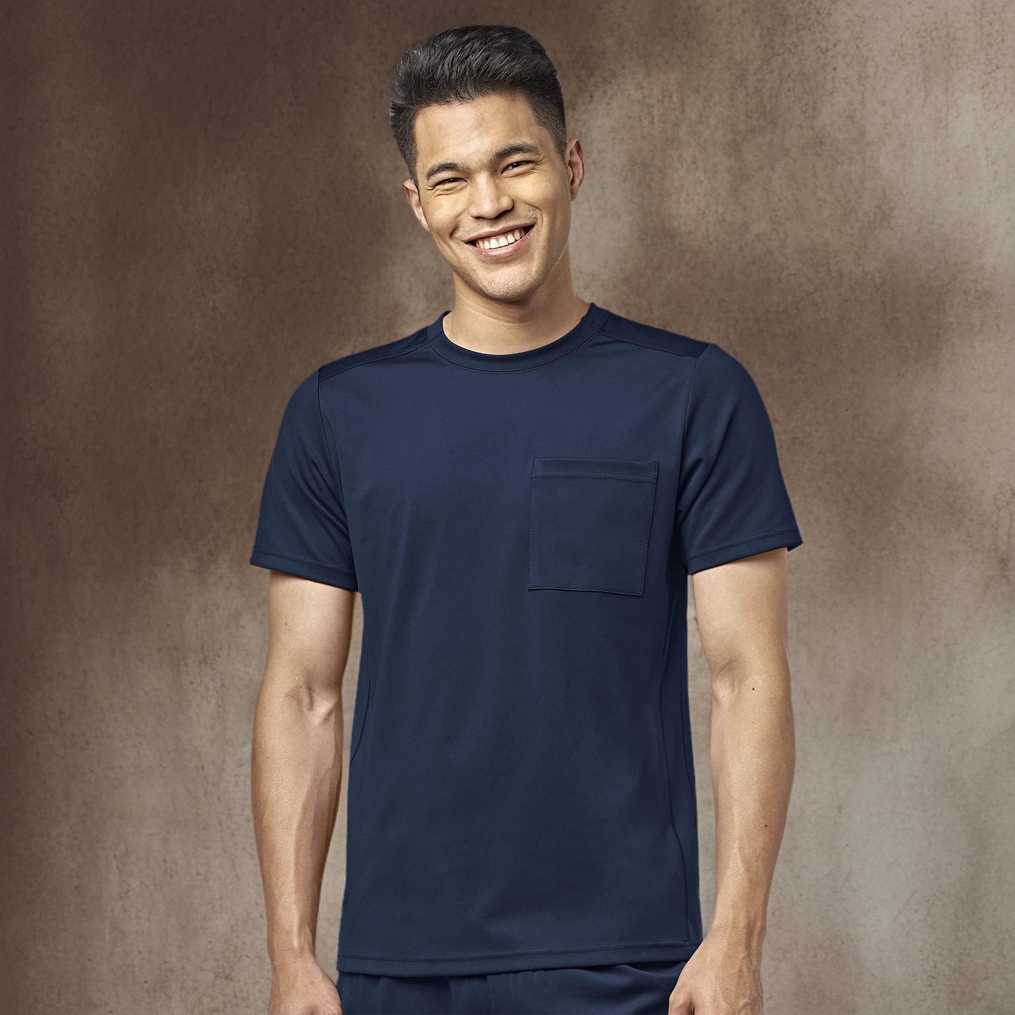 WonderWink Mens Moto Knit Crew Neck Top Medical Scrubs, Navy, Medium US