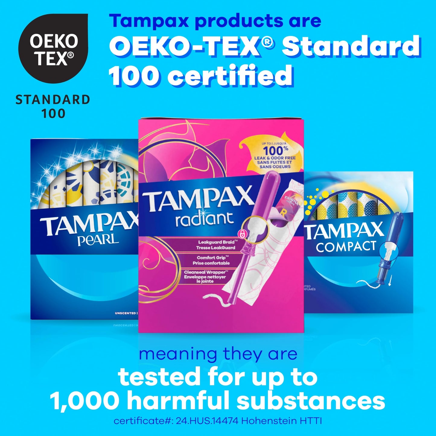 Tampax Pearl Tampons for Women, with LeakGuard Braid, Ultra Absorbency, Unscented, 60 Count