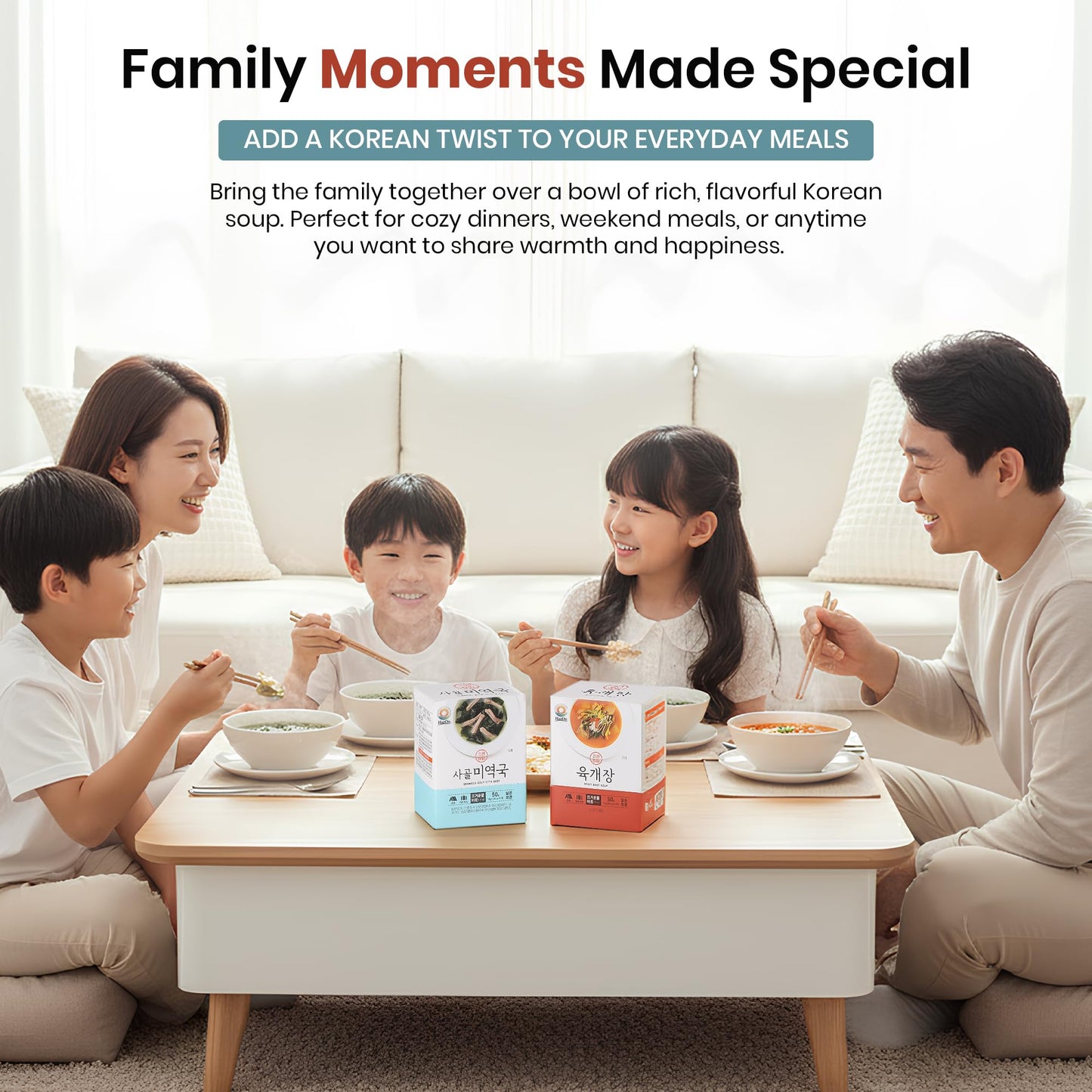 Korean Freeze Dried Instant Soup Multi-Pack (Seaweed Soup 10g × 5ea) + (Korean spicy soup 10g × 5ea) Easy cooking Individual packaging 한국 전통 국, 미역국 Miyeokguk, 육개장 Yukgaejang (10ea (Seaweed 5ea + Spicy 5ea), Multi-Pack (Seaweed / Spicy Soup))