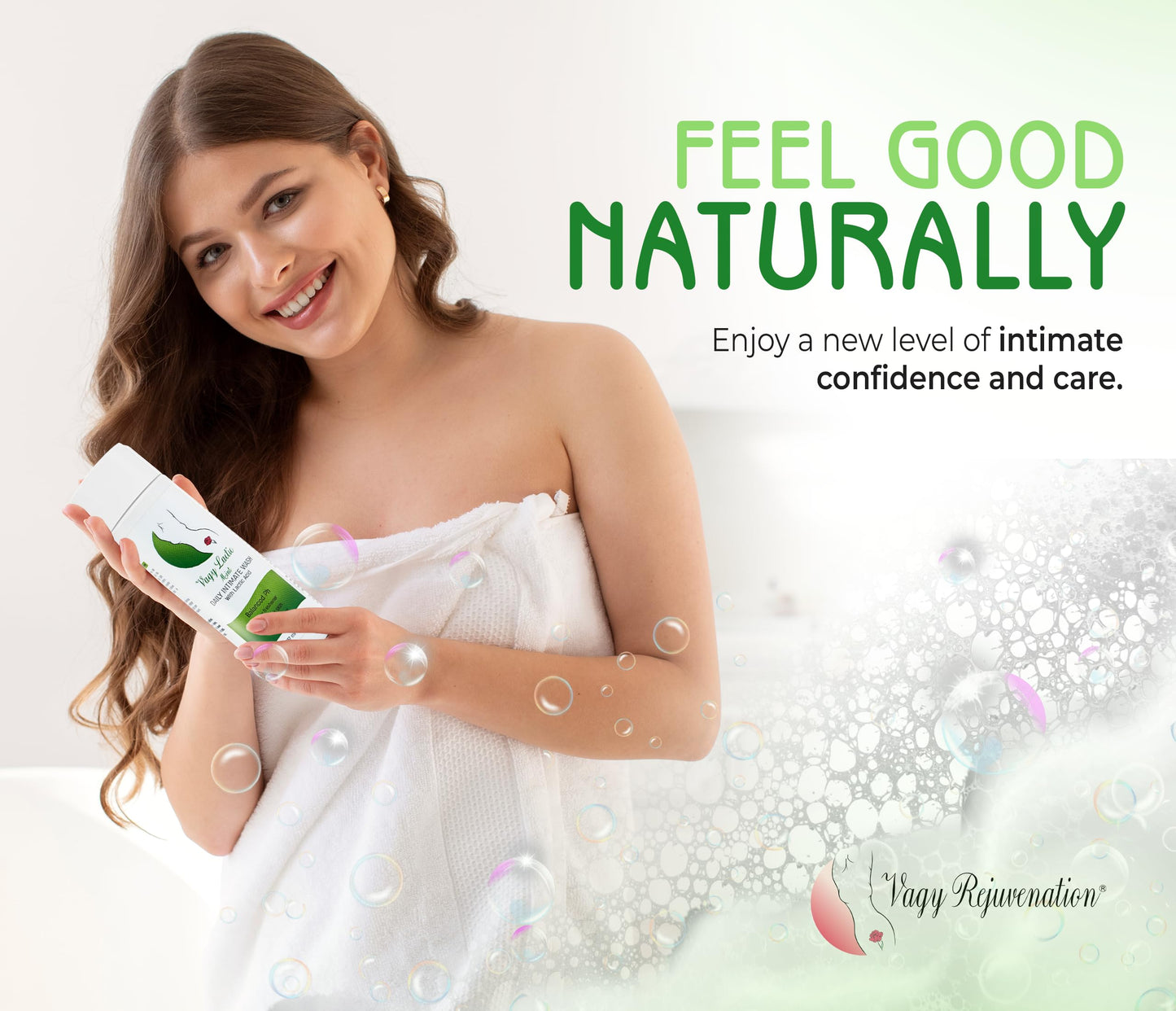 Vagy Rejuvenation Vagy Lactic Feminine Wash with Lactic Acid & Calendula – Gentle Intimate Wash Women pH Balance – Refreshing Vaginal Cleanser – 8 oz (8.1 oz, Mint)