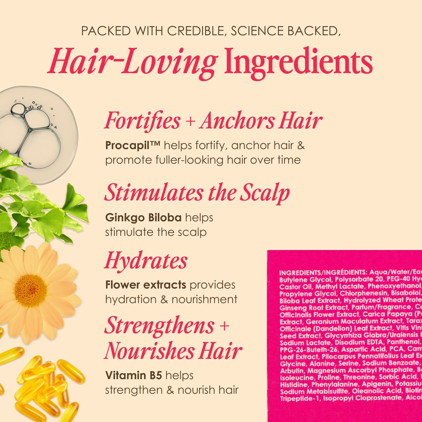 Grande Cosmetics Hair Serum for Men and Women, Promotes Thickness in Thinning Hair, Safe for Color Treated Hair