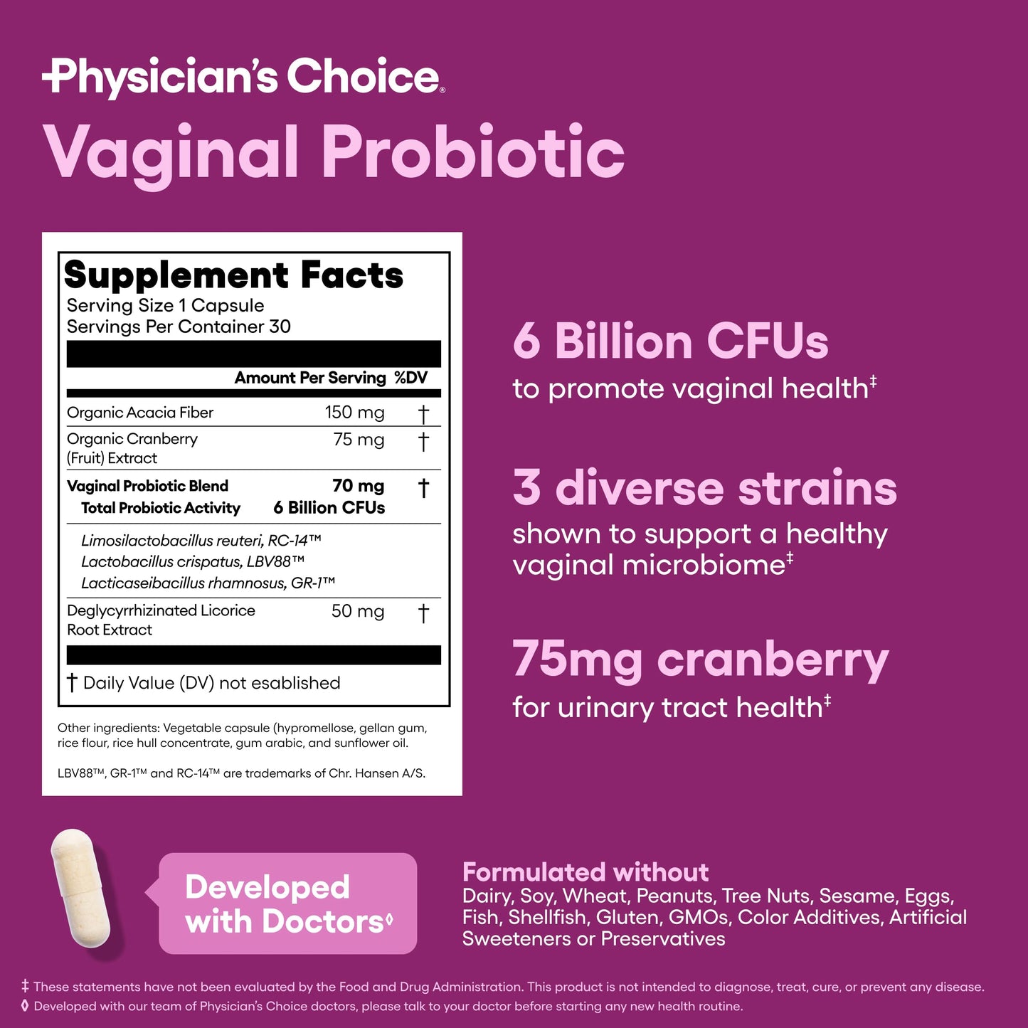 Physician's CHOICE Feminine Power Duo Bundle - Vaginal Probiotic 30ct + Womens Probiotic 60ct