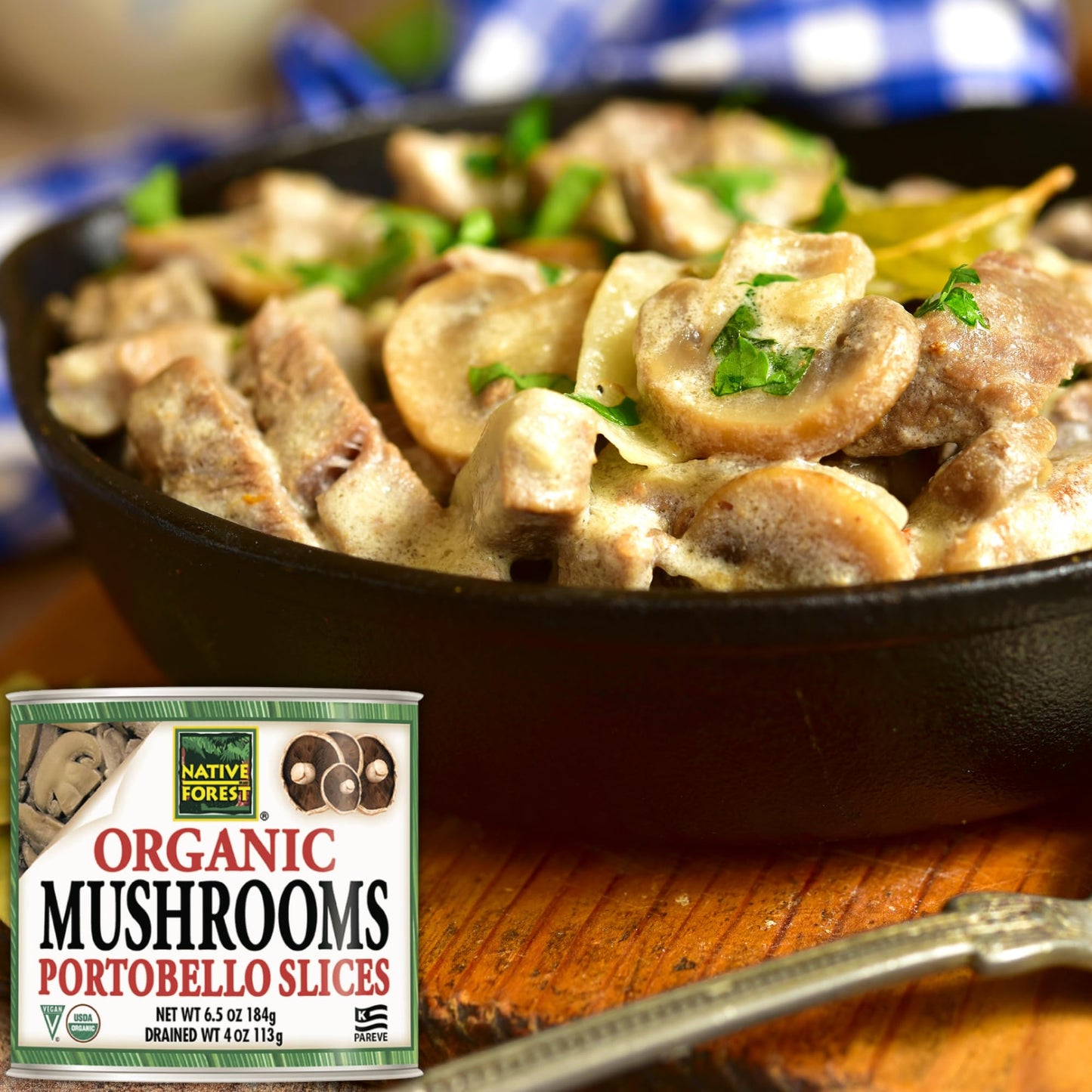 Native Forest Organic Portobello Mushroom Slices - Canned Mushrooms, Low Calories & Fat, Non-GMO Project Verified, USDA Organic - 6.5 Oz (Pack of 12)