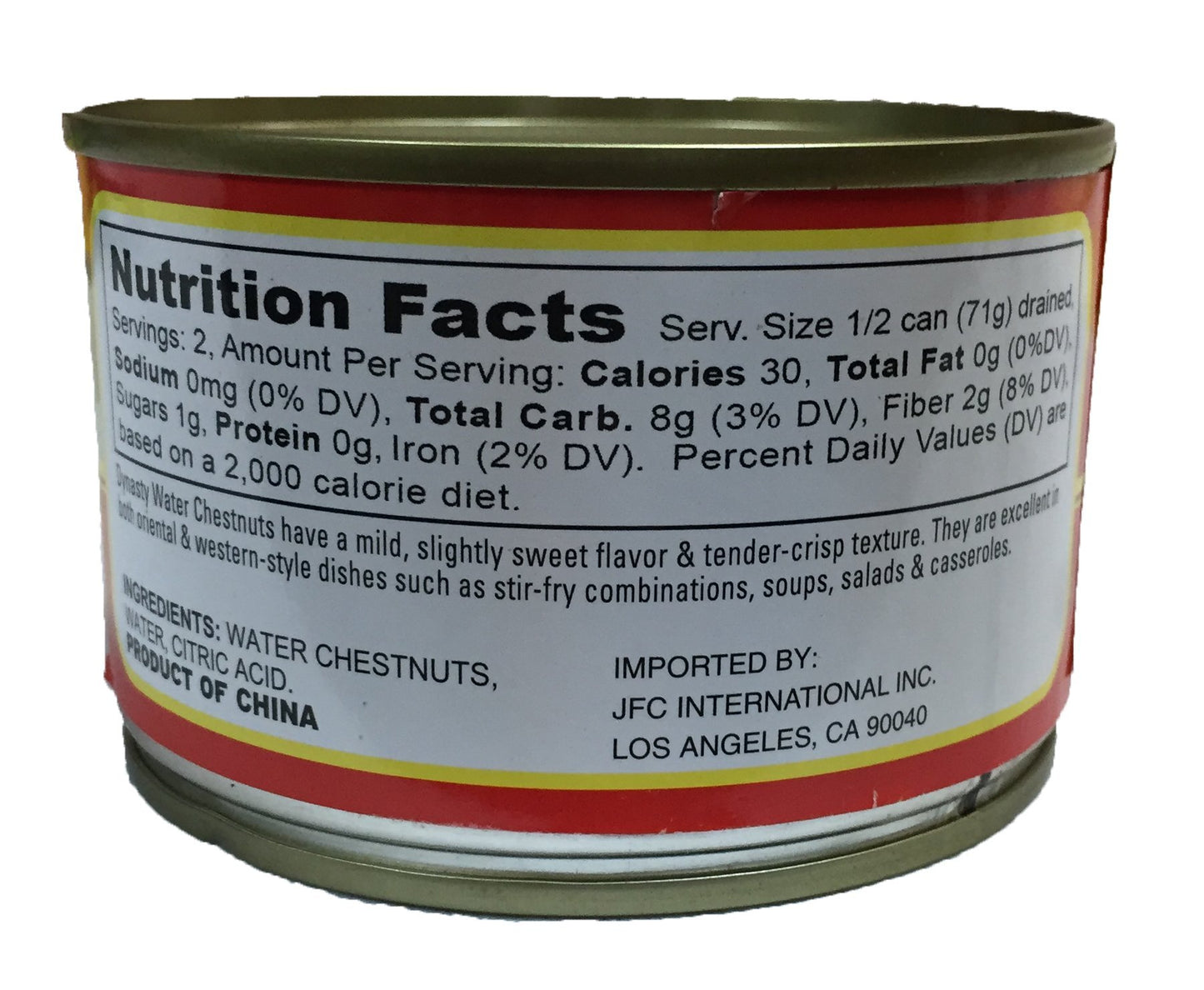 Dynasty Kosher Canned Water Chestnuts 8oz per Can (Whole, 2 Can)
