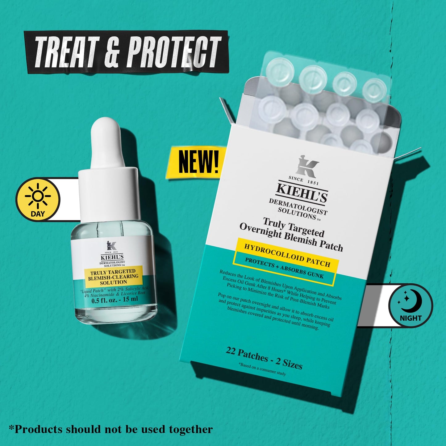 Kiehl's Overnight Pimple Patches - Truly Targeted Invisible Hydrocolloid Blemish Patch, Absorbs Oil and Gunk, Treatment for Whiteheads and Zits, Shrinks Breakouts (22 Count)