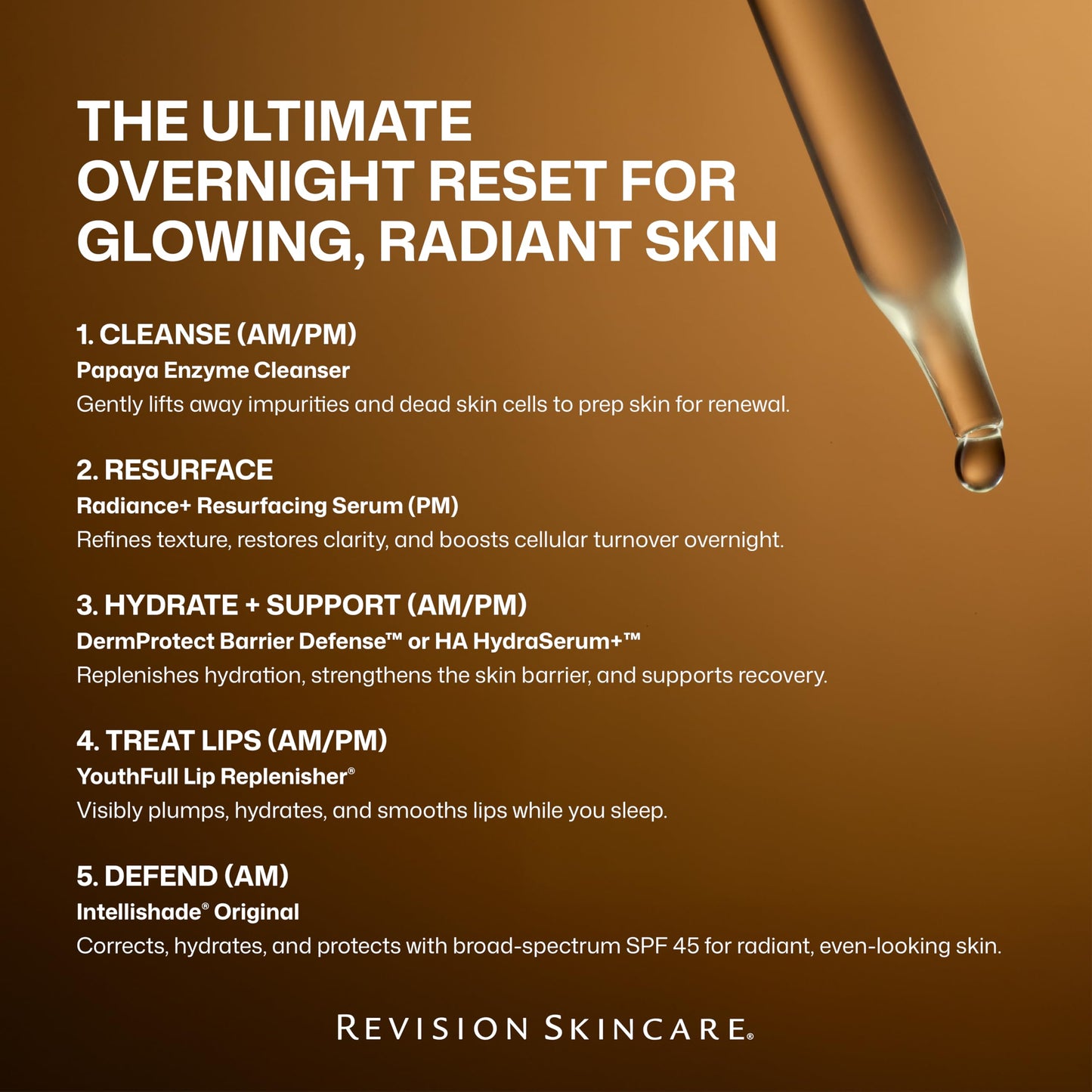 Revison Skincare Radiance+ Resurfacing Serum, Overnight AHA+BHA+PHA Exfoliating Serum with Glycolic Acid & Salicylic Acid | Smooths Uneven Texture, Clears Pores & Brightens Dull Skin