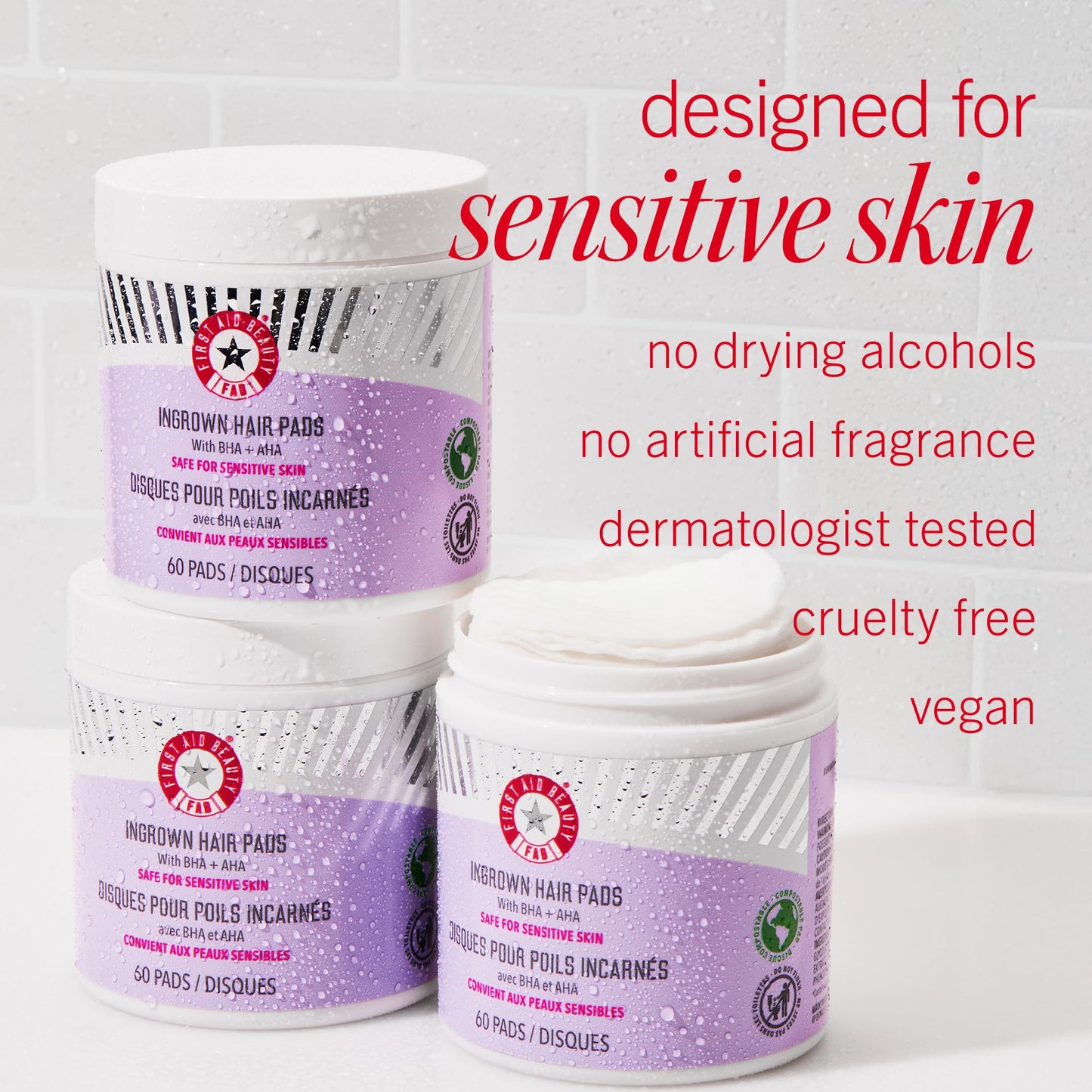 First Aid Beauty - Ingrown Hair Pads with BHA + AHA - Aftershave Treatment Pads to Help Prevent Razor Bumps for Men & Women - Exfoliate Underarms & Bikini Area - Compostable for Daily Use - 28 Pads