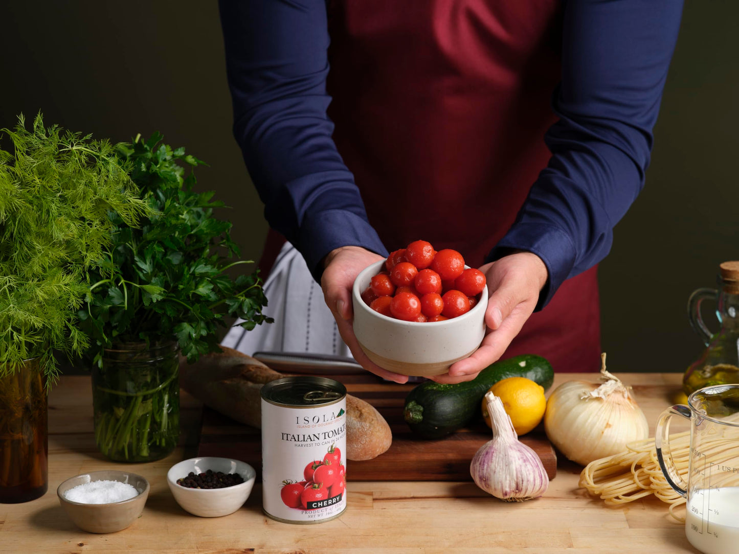 Isola Italian Cherry Tomatoes, 14 oz Can, Whole Tomatoes Grown in Southern Italy, Packed in Juice with Sweet and Acidic Balance, No Salt or Preservatives, Ideal for Sauces and Roasting