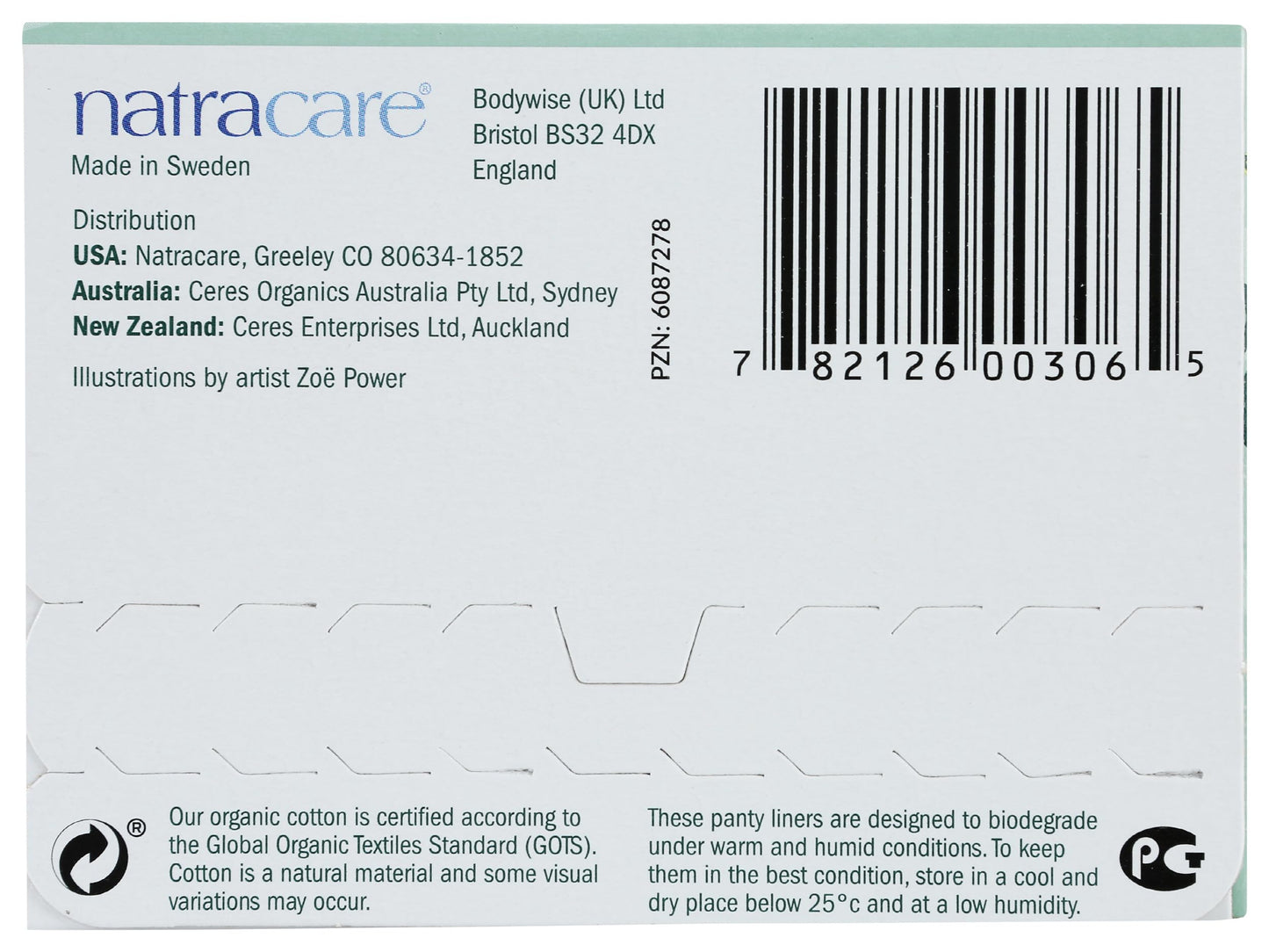 Natracare Natural Organic Curved Panty Liners, with Certified Organic Cotton, Ecologically Certified Cellulose Pulp and Plant Starch (1 Pack, 30 Liners Total)