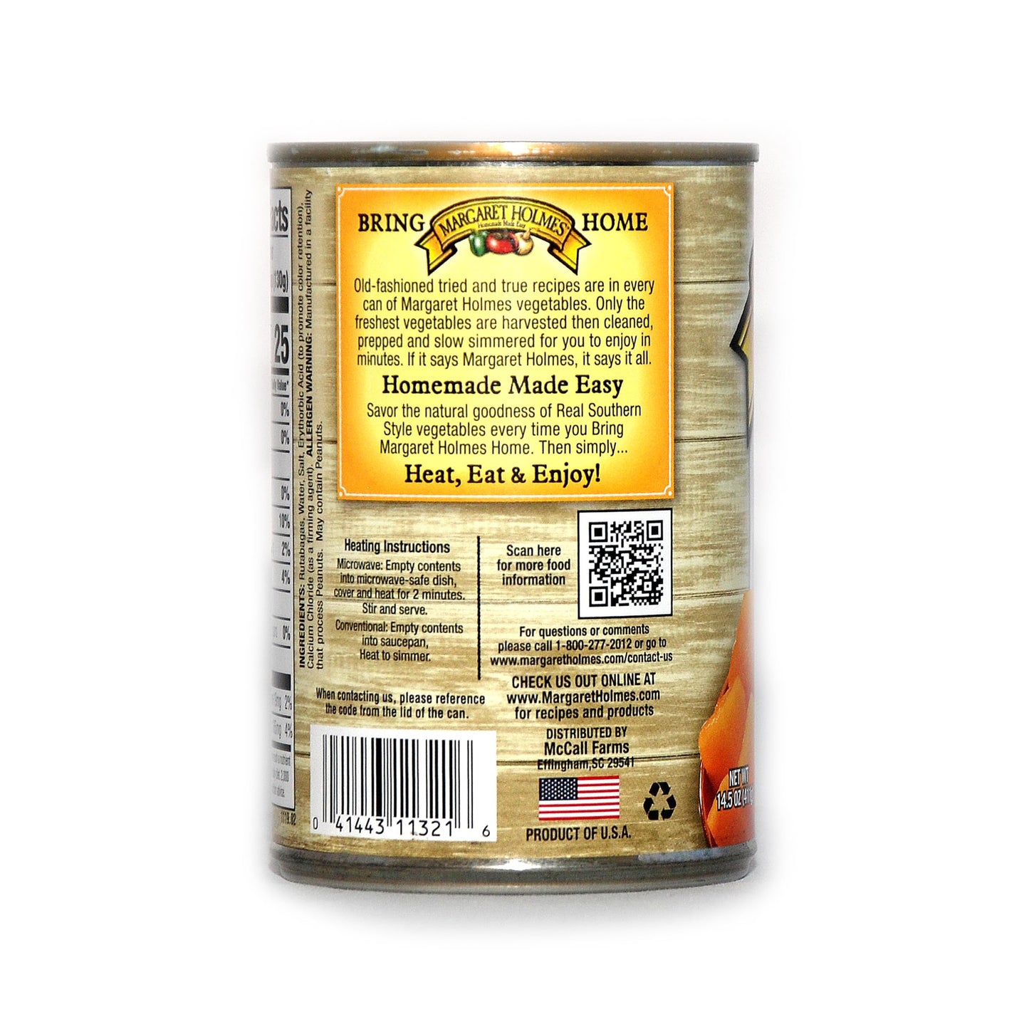 Margaret Holmes Diced Canned Rutabaga, 14.5 oz Cans, (Pack of 6) Bundled with a JFS Recipe Card
