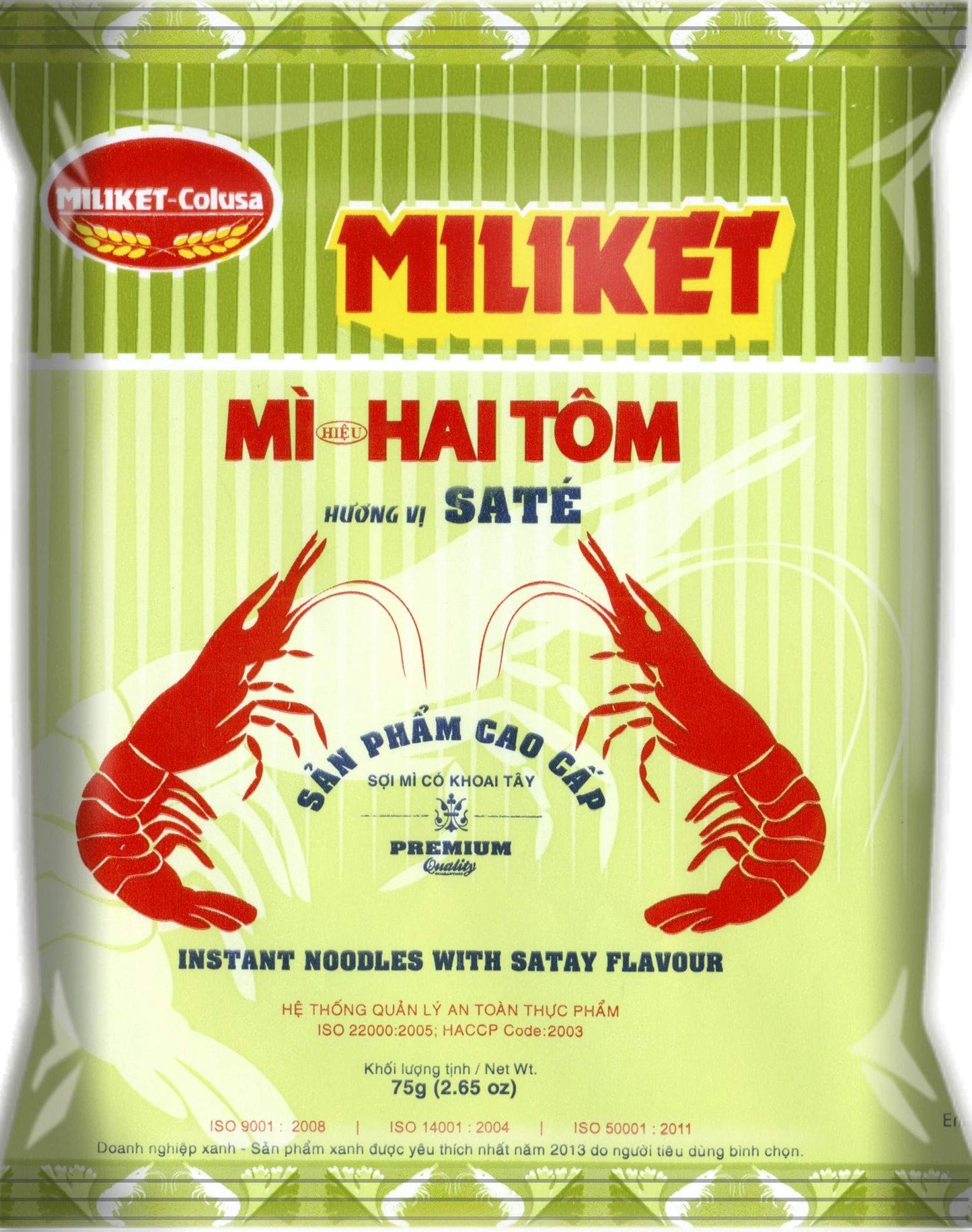 Miliket-Colusa Vietnam Instant Ramen Noodles - Shrimp Satay Flavor Saté (Pack of 10)