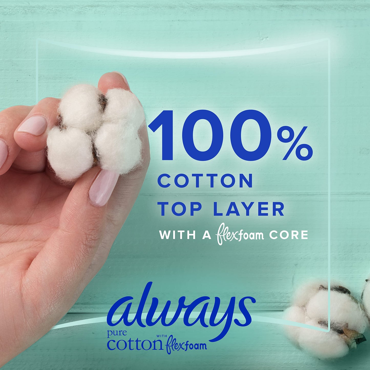 Always, Pure Cotton with FlexFoam Pads for Women Size 5, 18 Count