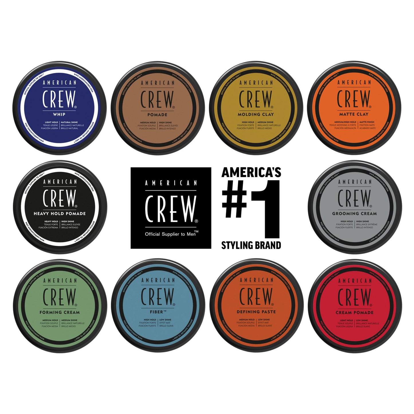 AMERICAN CREW Men's Grooming Cream,Like Hair Gel with High Hold & High Shine,3 oz,(Pack of 2)