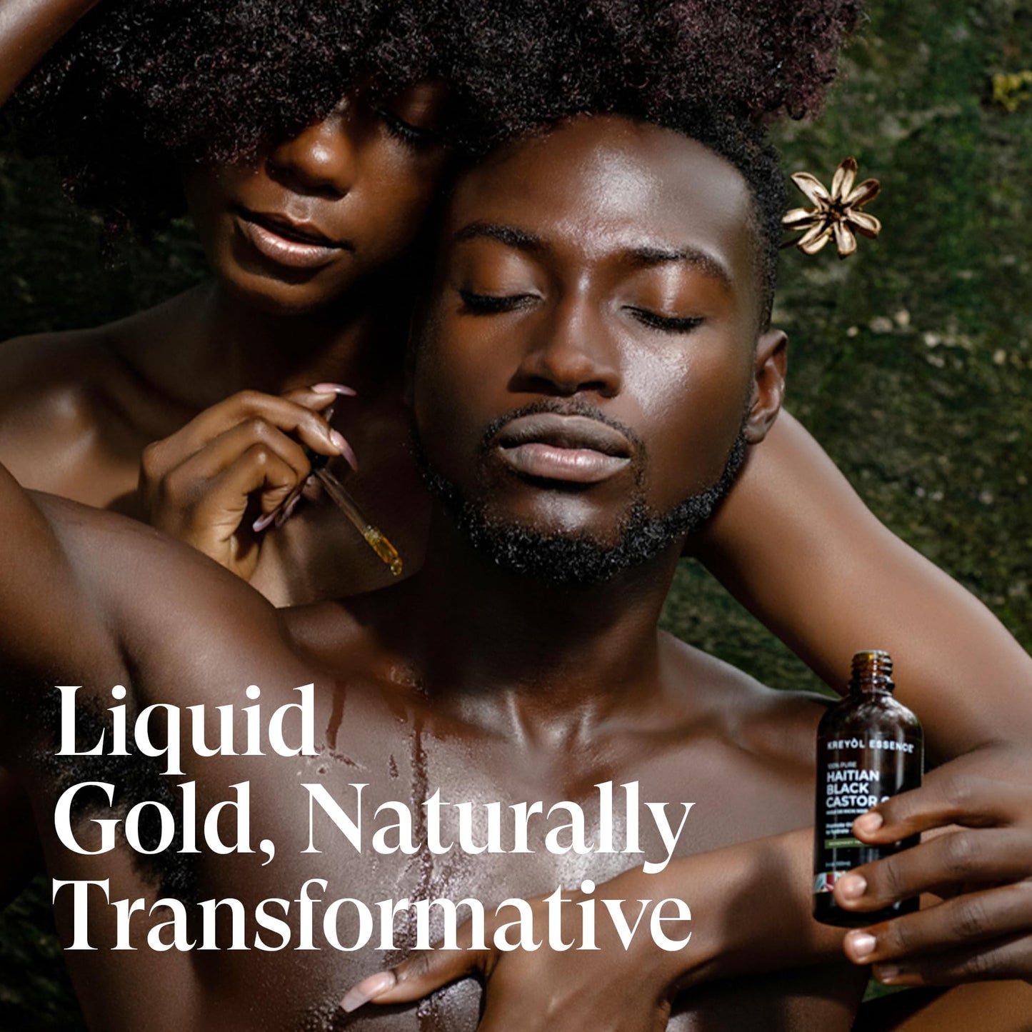 Kreyol Essence - Haitian Black Castor Oil for Skin and Hair, Glass Bottle - Cold Pressed Castor Oil, Fuller-Looking Hair, Hexane Free, Natural Humectant | 3.4 Fl Oz | Rosemary Peppermint