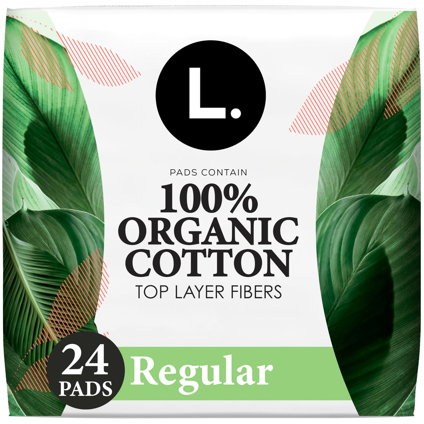 Ultra Thin Pads for Women, Organic Cotton Top Layer, Regular Absorbency, Menstrual Pads with Wings, Made Without Synthetic Pesticides and Fragrances, 24 Count