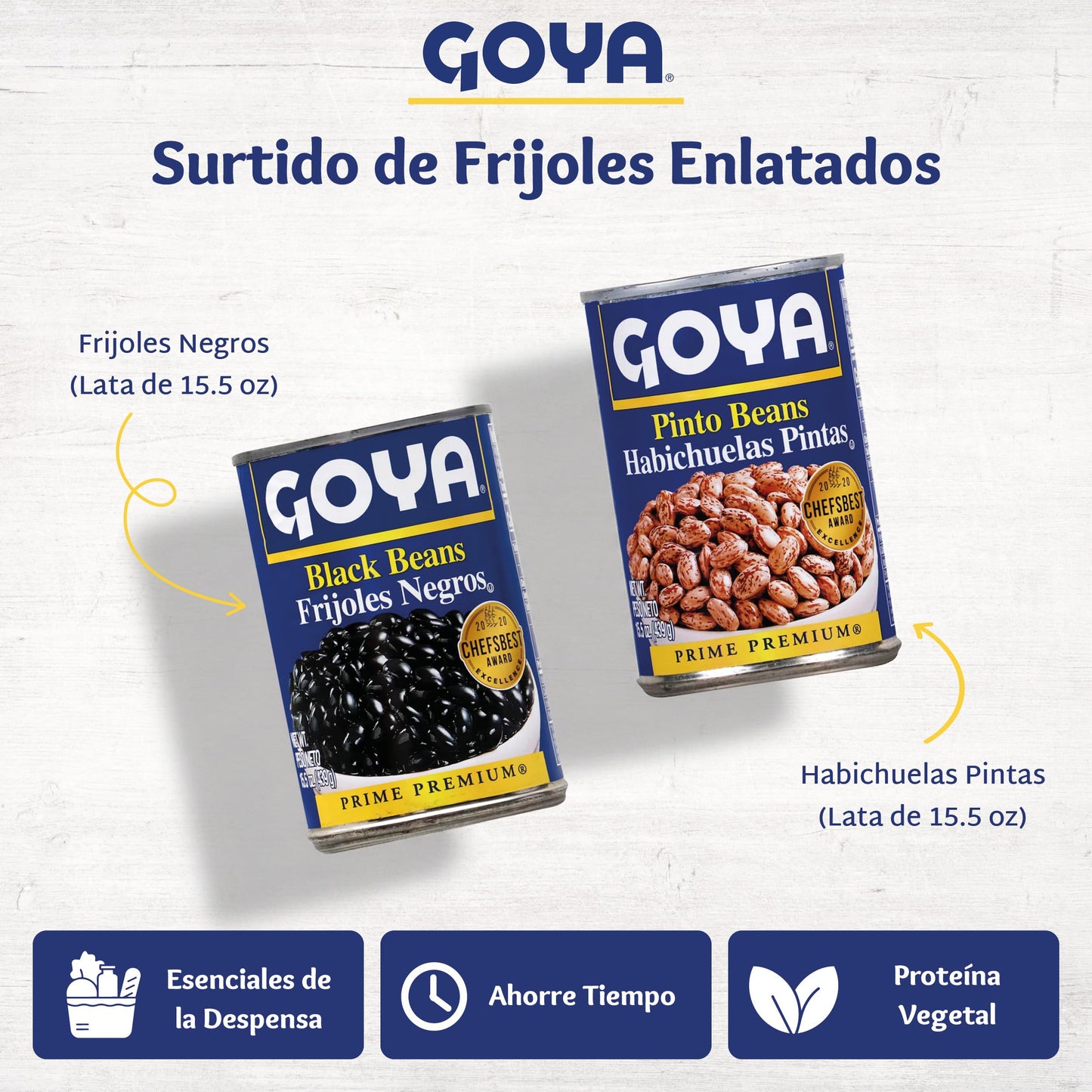 Goya Canned Beans Variety Pack, Black Beans & Pinto Beans, Pantry Staples for Soups, Rice Dishes & Everyday Meals, 15.5oz Each