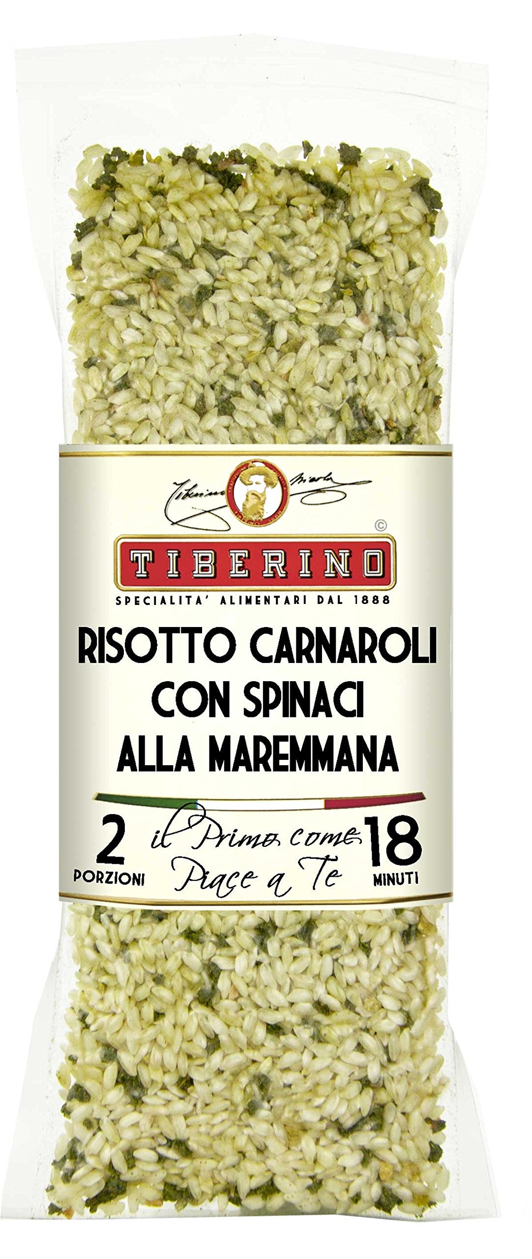 Tiberino's Real Italian Meals - Risotto Toscana with Spinach, 7 oz, All Natural Ingredients, Imported from Italy, No GMOs, Sun-Dried Ingredients, One-Pan Cooking | Perfect for Quick & Delicious Meals