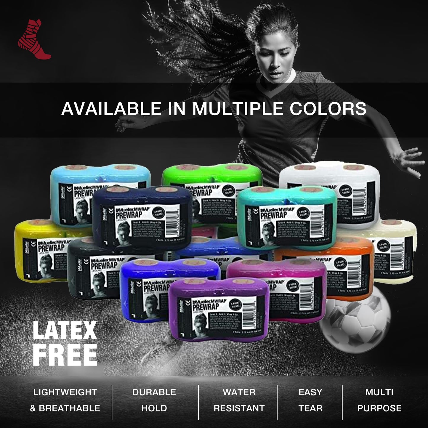 Mueller Sports Medicine MWrap, Pre Wrap, Athletic Tape Underwrap for Sports, Hair, Ankles, Wrist, Hands and Knees, Water-Resistant, Latex Free, 2.75" x 21.4 Yards Per Roll, 2 Rolls