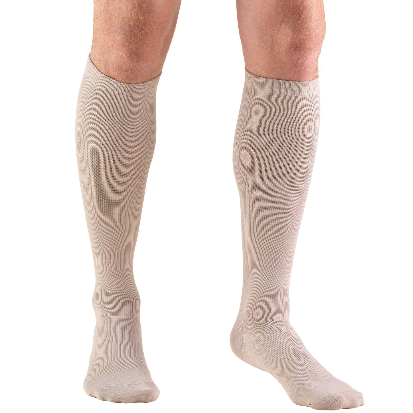 Truform Compression Socks, 15-20 mmHg, Men's Dress Socks, Knee High Over Calf Length, Tan, Medium