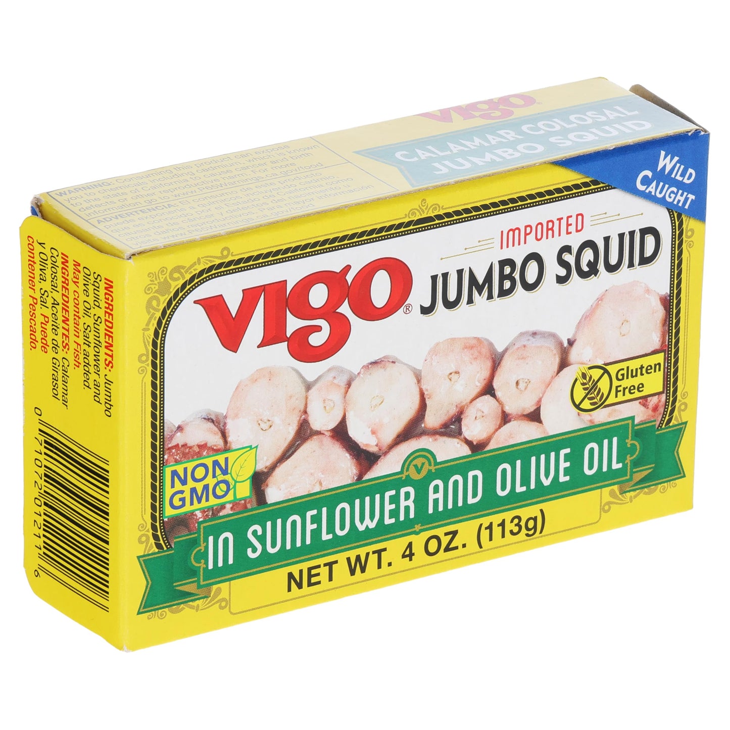 Vigo Premium Imported Canned Seafood, Specialty Flavored, Perfect for Recipes and Dishes (Jumbo Squid in Sunflower & Olive Oil, 4 Ounce (Pack of 10))