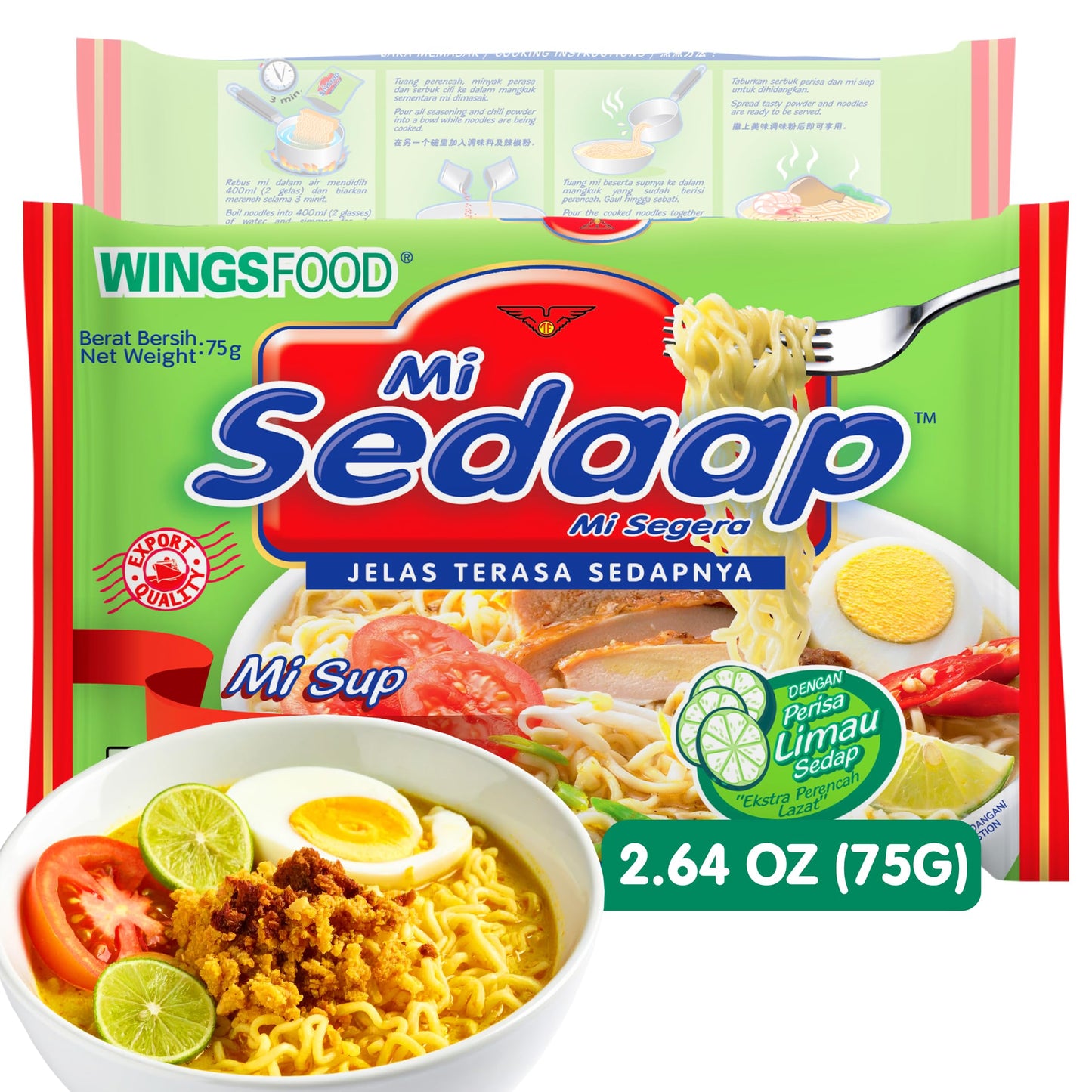 Mi Sedaap — Lime Soup Instant Noodles/Perisa Soto Flavor (Pack of 30)