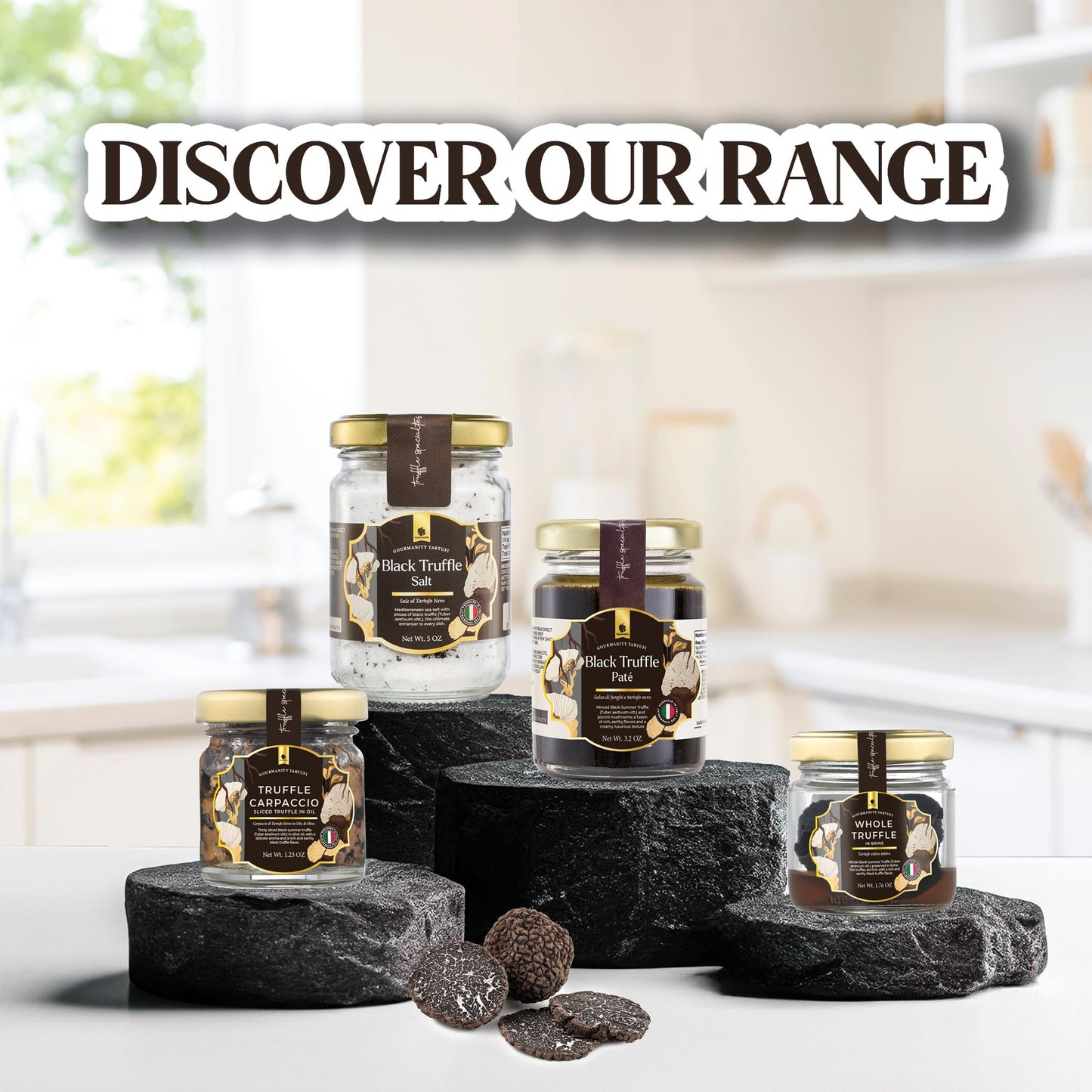 Gourmanity Tartufi Whole Black Truffles in Brine, Preserved Black Summer Truffles (Tuber aestivum Vitt.) from Italy